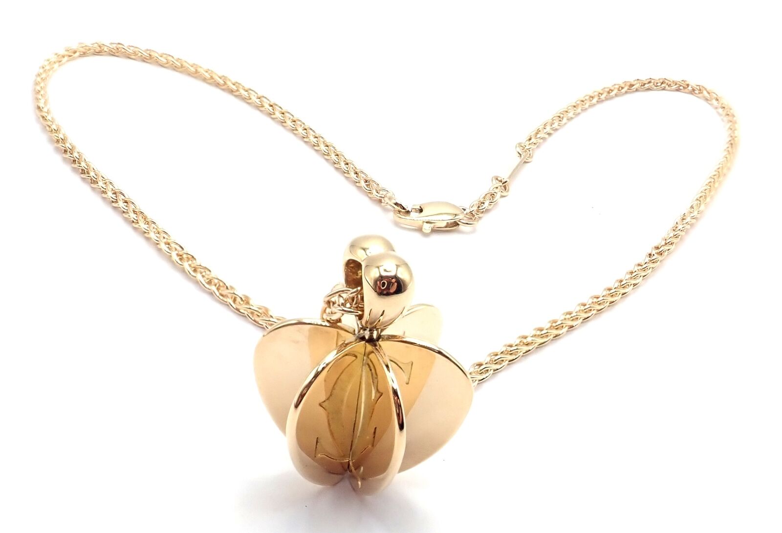 Authentic Cartier 18k Yellow Gold Double C 3D Apple Pendant Necklace for Women - Luxury Jewelry Gift for Anniversary, Birthday & Special Occasions