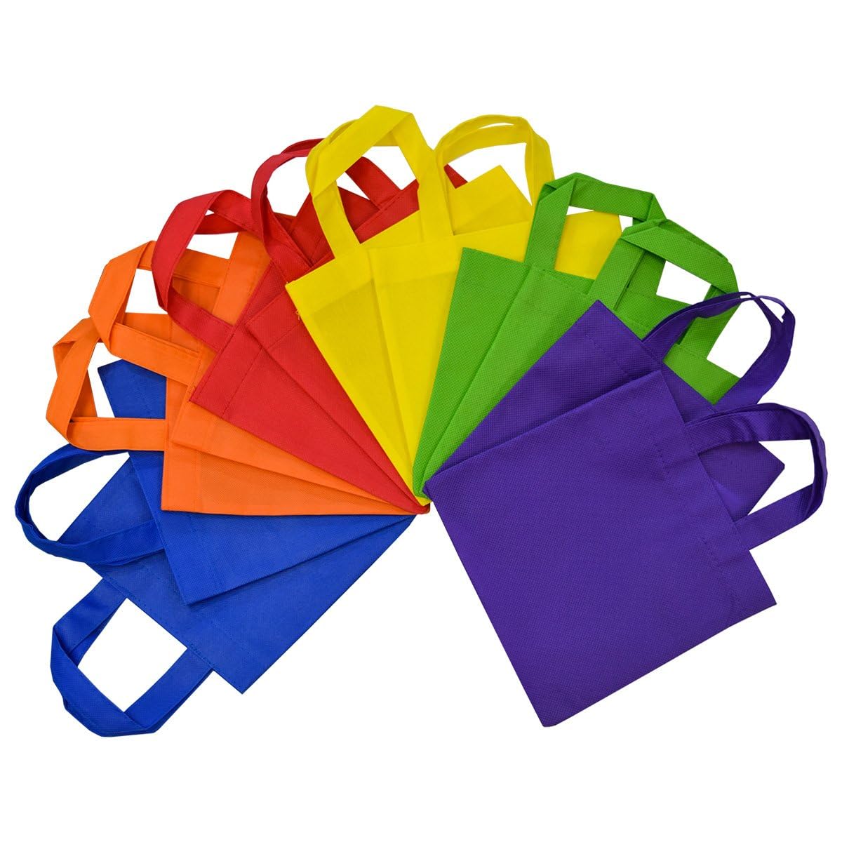 OccasionALL Small Reusable Gift Bags with Handles - 12 Pack (6x6 Inches) - Eco-Friendly Party Favors, Grocery Shopping, Birthday Treats & Goodie Bags - Perfect for Kids Birthdays, Christmas Wrapping & Bulk Gift Giving