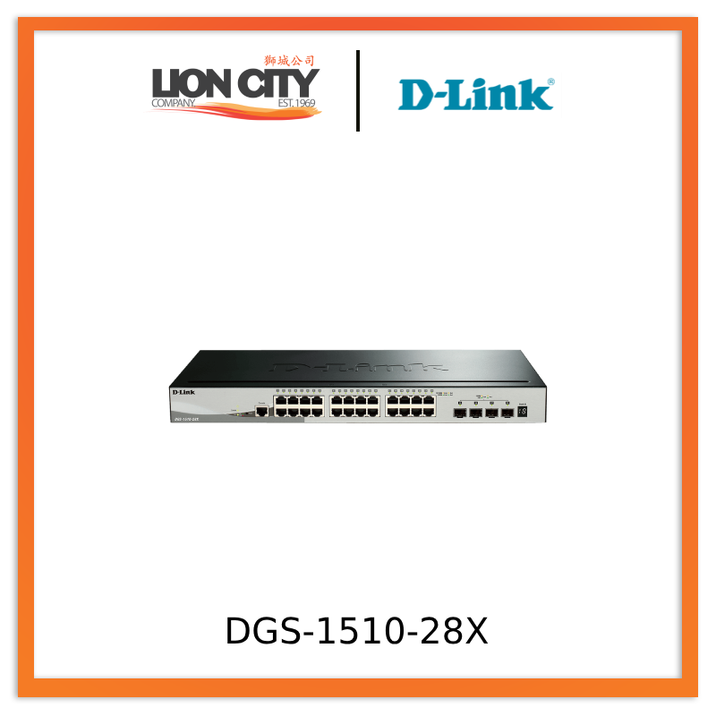 D-Link DGS-1510-28X 28-Port Gigabit Stackable Smart Managed Switch with 10G Uplinks - Ideal for Office Networks, Data Centers & Enterprise IT Infrastructure