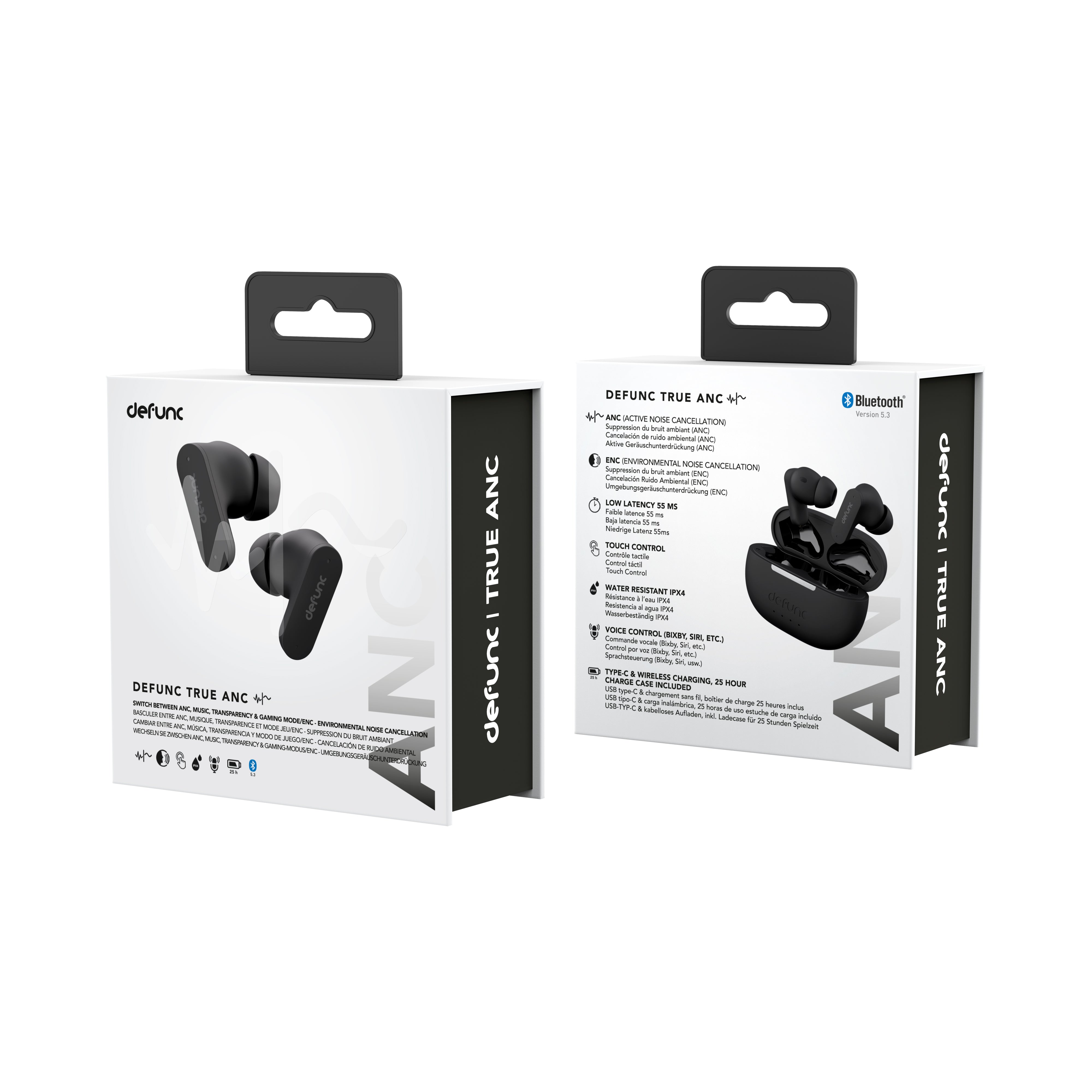DEFUNC TRUE ANC Wireless Earbuds - Active Noise Cancelling Bluetooth Headphones for Gym, Travel & Workout - Premium Sound Quality for Music & Calls
