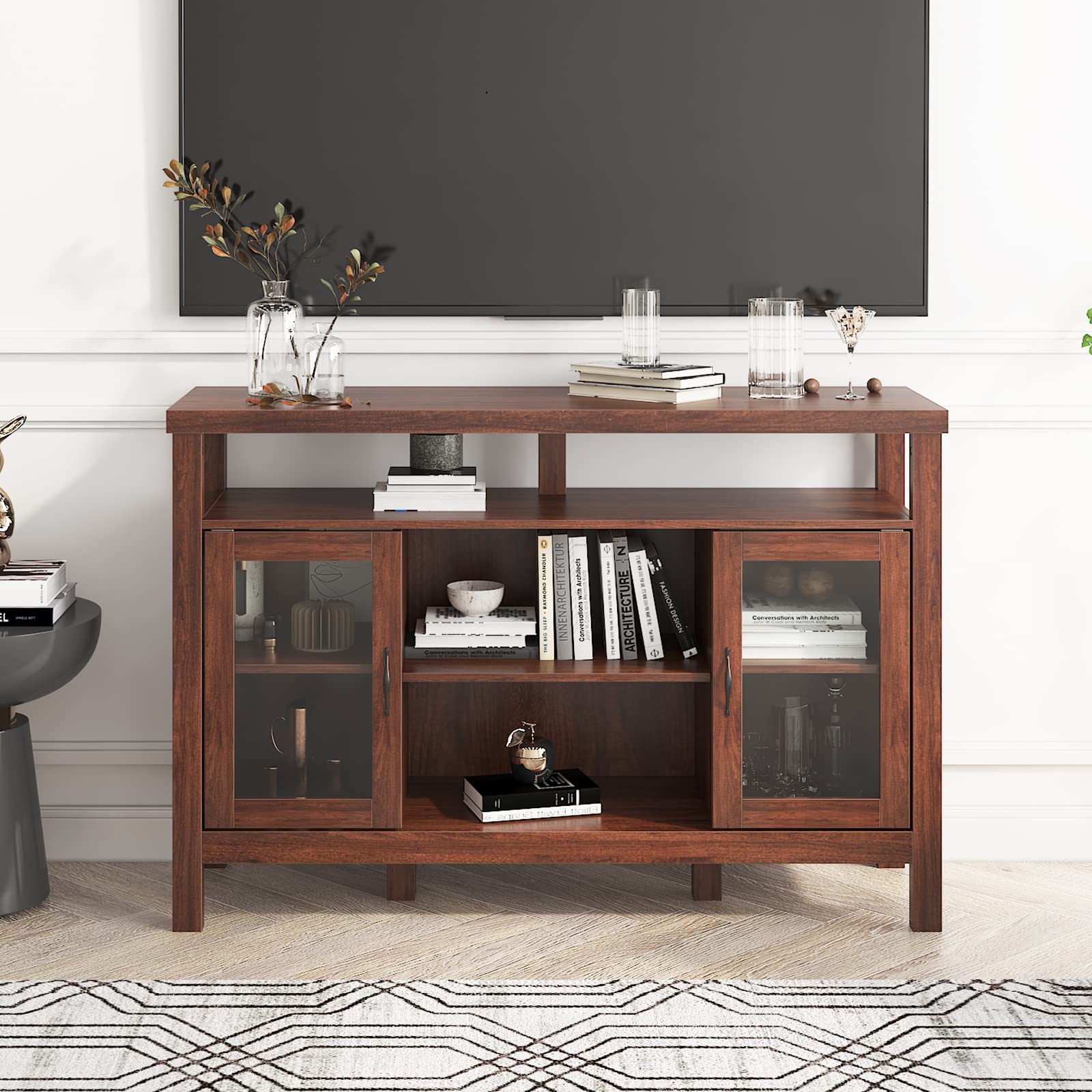 Soges 52.4 Inch Modern Sideboard Buffet Table with Adjustable Shelves & Doors - Kitchen Storage Cabinet, Coffee Bar Console, Dining Room Accent Furniture for Home Decor & Entertaining