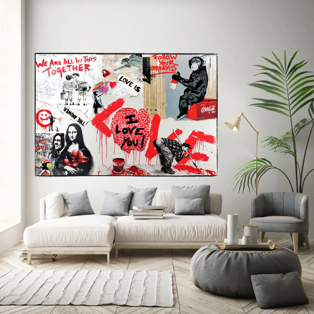 Banksy 'We Are All in This Together' Canvas Wall Art - Modern Home Decor for Living Room, Bedroom & Office