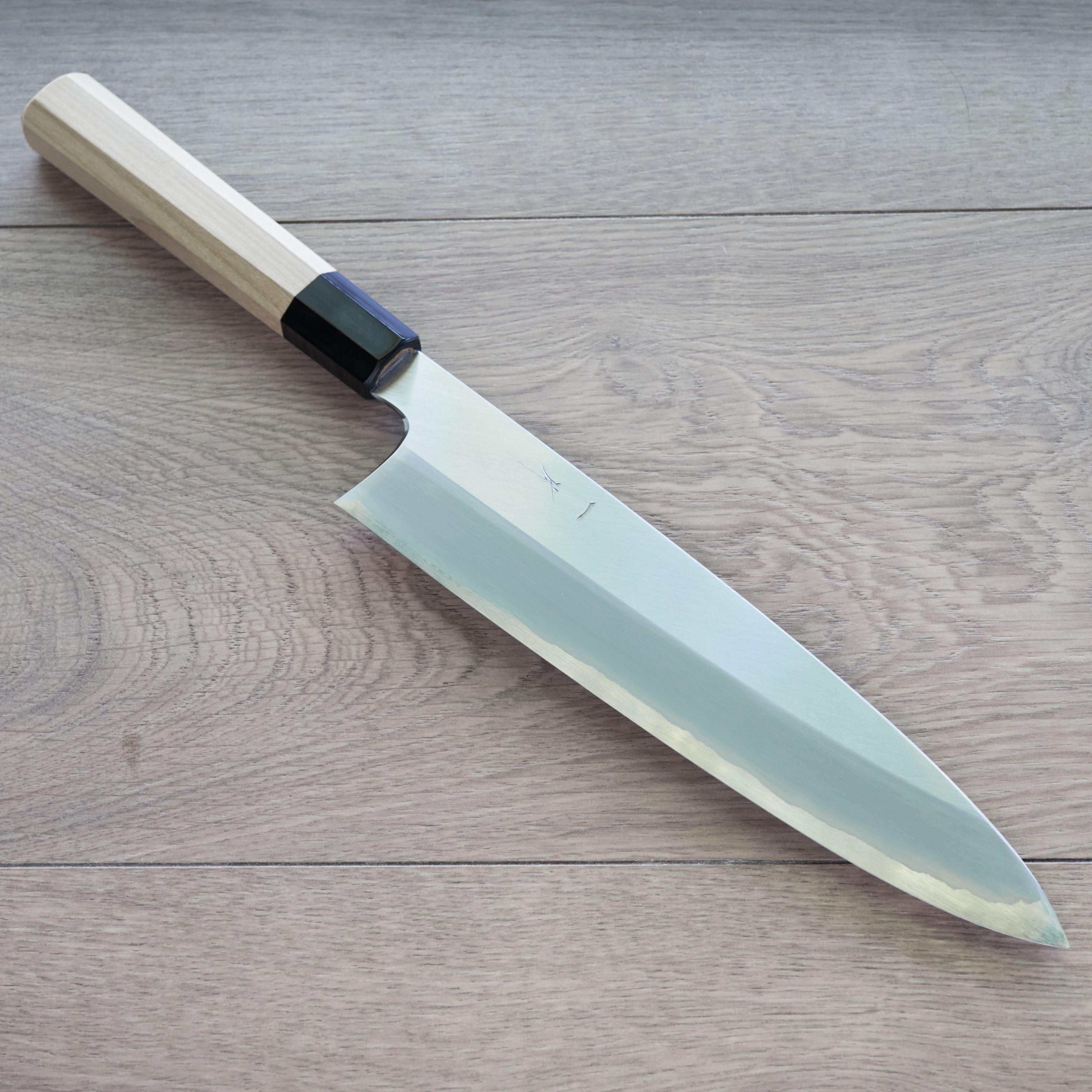 Hitohira Togashi White #1 Stainless Clad Gyuto Japanese Chef Knife 240mm with Ho Wood Handle - Perfect for Sushi, Meat Cutting & Professional Kitchen Use