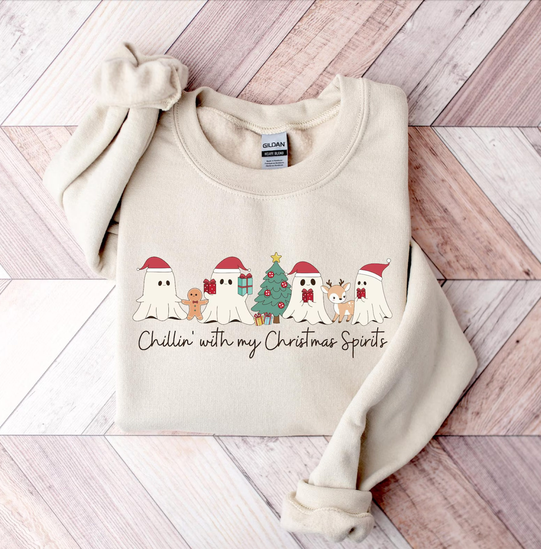 Christmas Spirits Graphic Sweatshirt - Festive Holiday Pullover for Women & Men - Cozy Winter Sweater for Xmas Parties & Family Gatherings