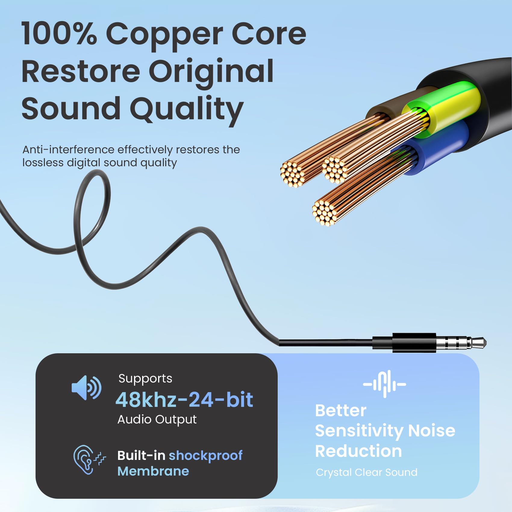Premium Wired Earbuds with 3.5mm Jack - Powerful Treble & Clear Bass Noise Cancelling Headphones with Built-in Mic for Android/iOS - Perfect for Gaming, Workouts, Commuting & Office Use (Pure Black)