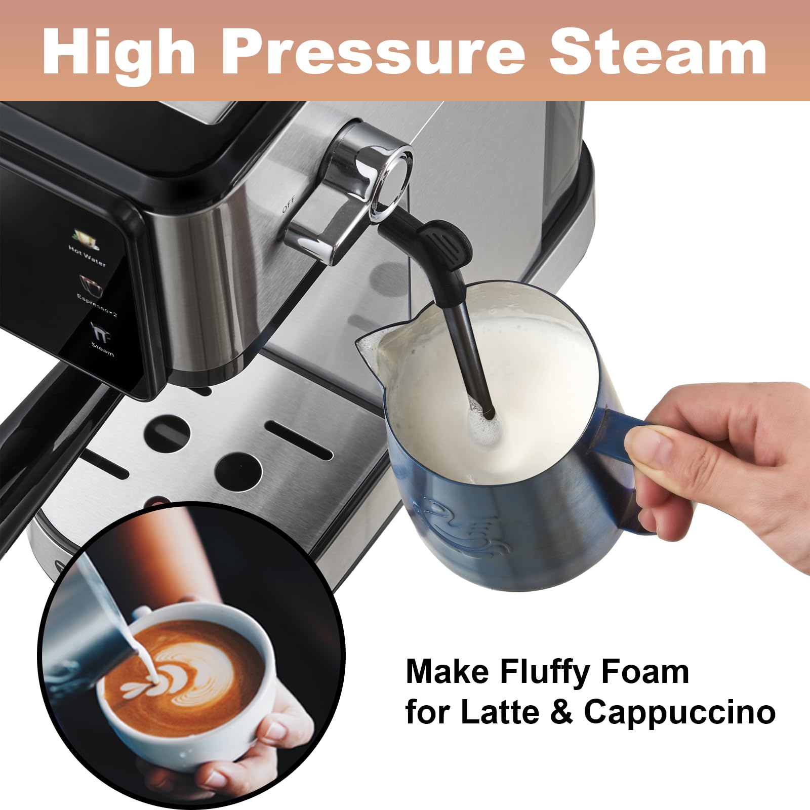 20Bar Dual Boiler Espresso Machine with LCD Touch Control & Milk Frother - Compact Home Coffee Maker for Café Style Cappuccino & Latte | Perfect for Home Baristas & Coffee Lovers