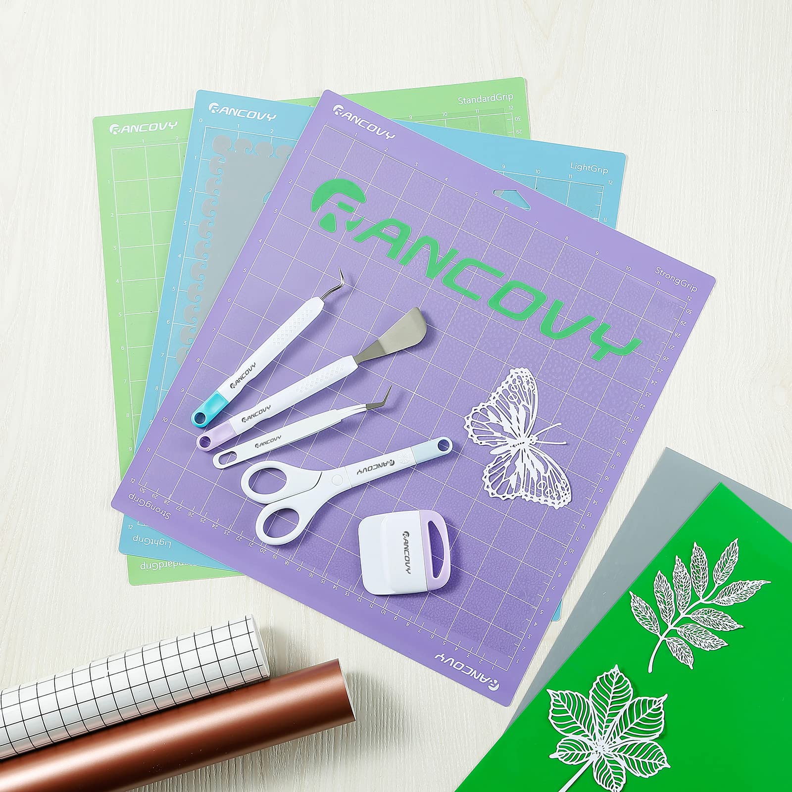 RANCOVY Cutting Mat for Cricut Maker 3, Maker, Explore 3, Air 2, Air, One - 12x12 Inch StandardGrip/LightGrip/StrongGrip Adhesive Cricket Cutting Mats - Perfect for DIY Crafts, Vinyl Projects, and Scrapbooking