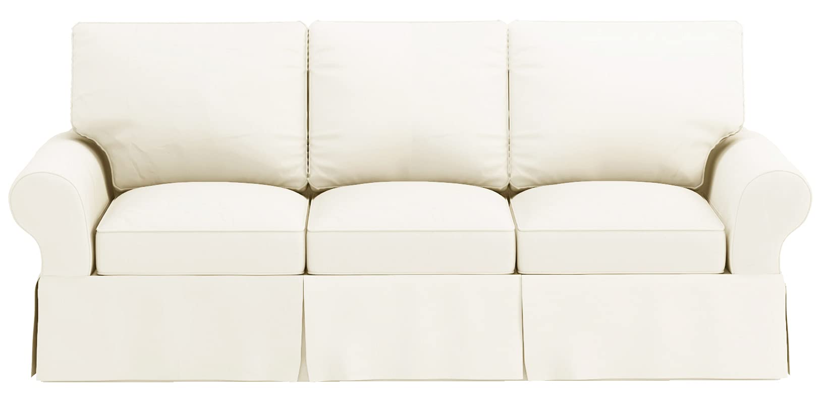 3-Seat Sofa Slipcover Replacement for Pottery Barn PB Basic Sofa - Soft Cotton Yellow Stretchable Couch Cover | Perfect for Living Room, Family Room & Home Decor Protection