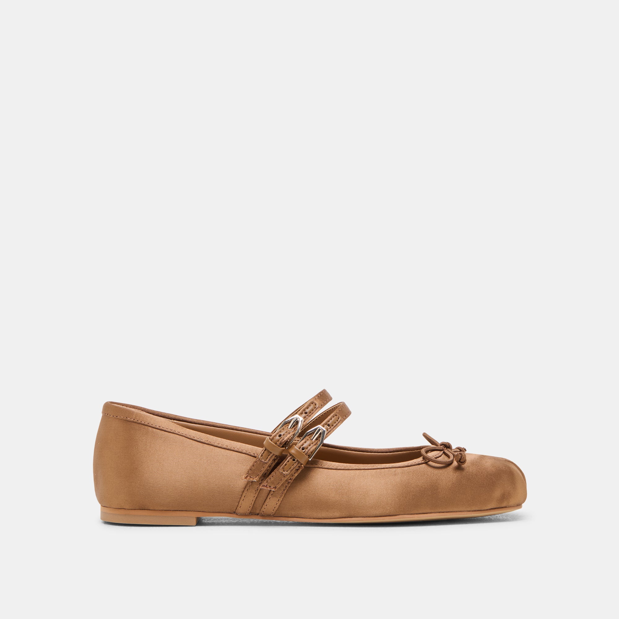 GIBSEN Women's Ballet Flats - Mid Brown Satin Shoes for Comfort & Style | Perfect for Work, Casual Wear & Special Occasions