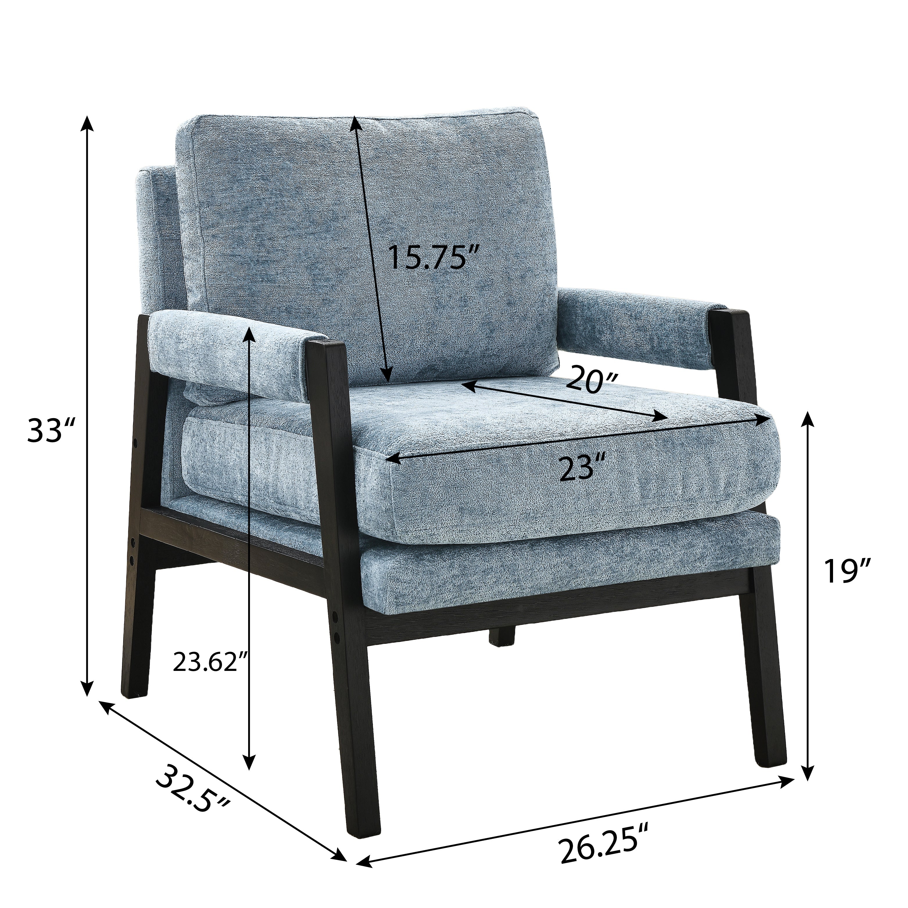 Roundhill Furniture Kelly Mid Century Modern Chenille Upholstered Accent Armchair - Stylish Living Room Chair for Home Office, Lounge & Reading Nook