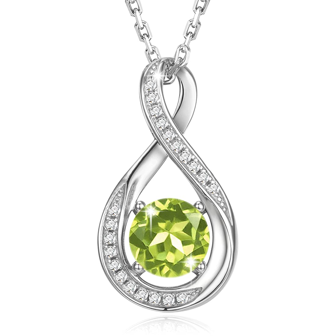 925 Sterling Silver Birthstone Necklace for Women - Infinity Pendant Necklace with Adjustable Chain, Personalized Fine Jewelry Gift for Her, Mom, Wife | Birthday, Anniversary, Mother's Day Present | Perfect for Everyday Wear, Special Occasions & Gift Giving