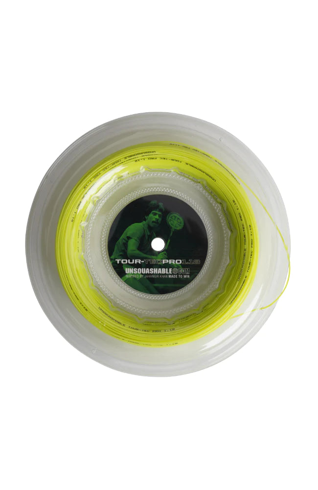 UNSQUASHABLE TOUR TEC PRO 1.18 Squash Racket String - High Visibility Yellow or Black | Premium Performance for Competitive Players & Tournament Use