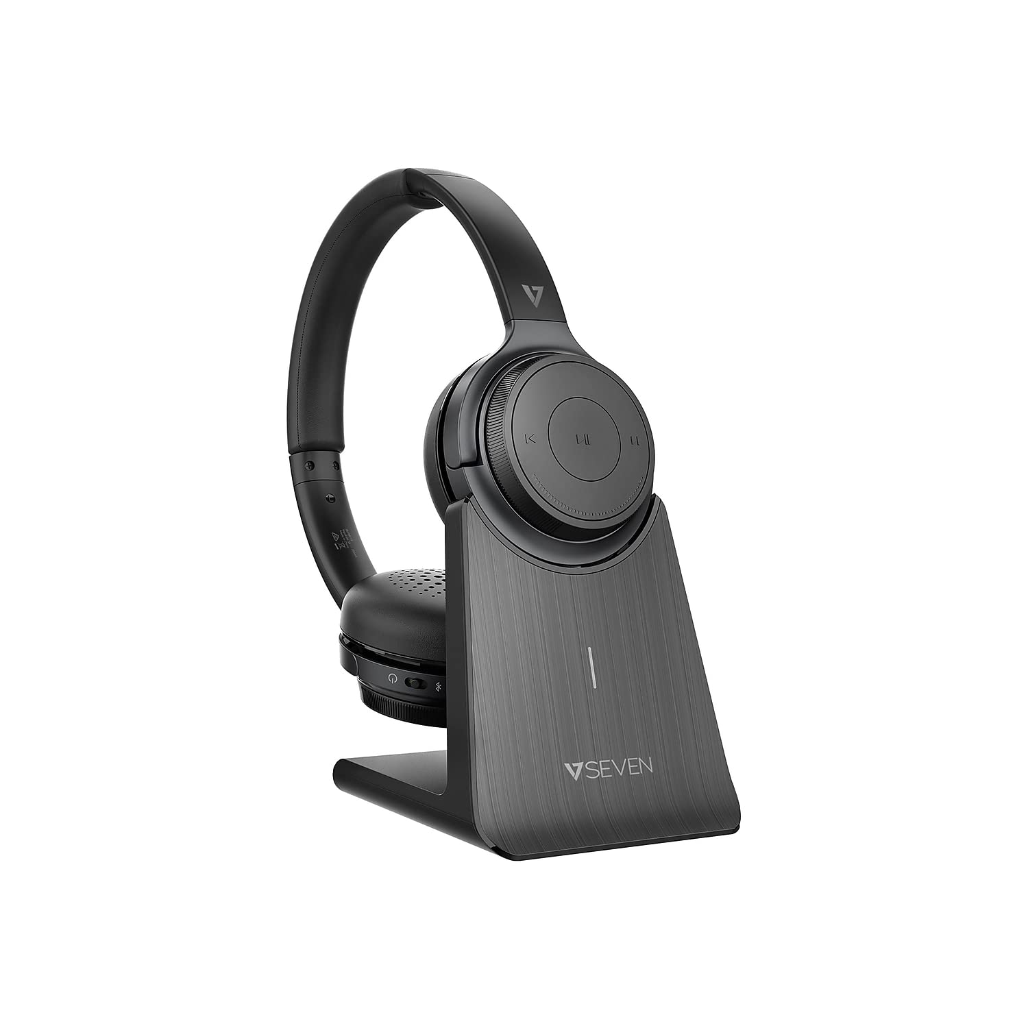 V7 HB600S Wireless Bluetooth Headphones - Stereo Sound, USB Connectivity, 32 Ohm Impedance, On-Ear Design, 100ft Range - Perfect for Gaming, Office Work & Music Listening (Black)