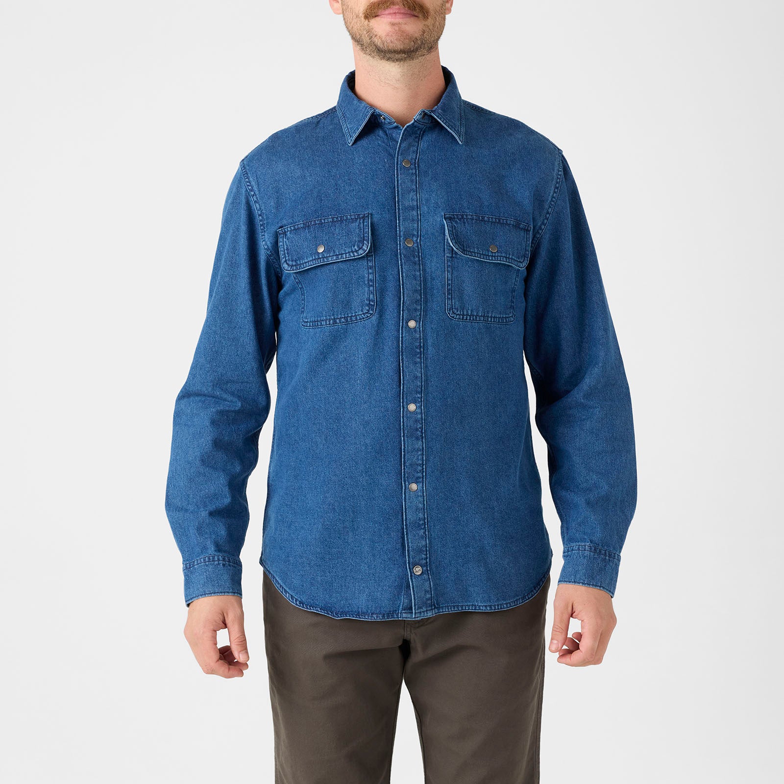 Austin Denim Shirt for Men - Classic Blue Denim Button Down Shirt with Long Sleeves | Perfect for Casual Wear, Outdoor Adventures & Layering