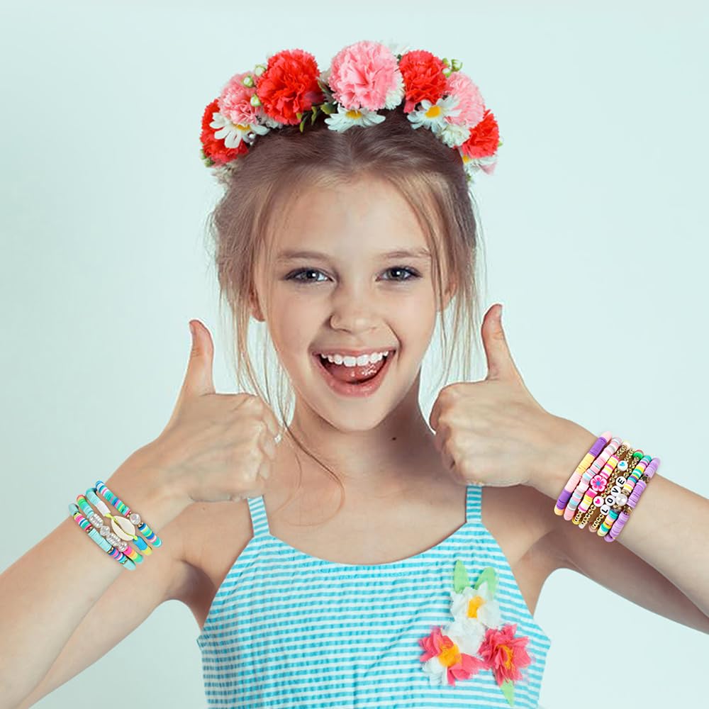 Trendy Preppy Friendship Bracelets for Girls & Women - Stackable Surfer Beaded Jewelry Set for Teens (Perfect for Beach Parties, Summer Gifts & Everyday Boho Style)