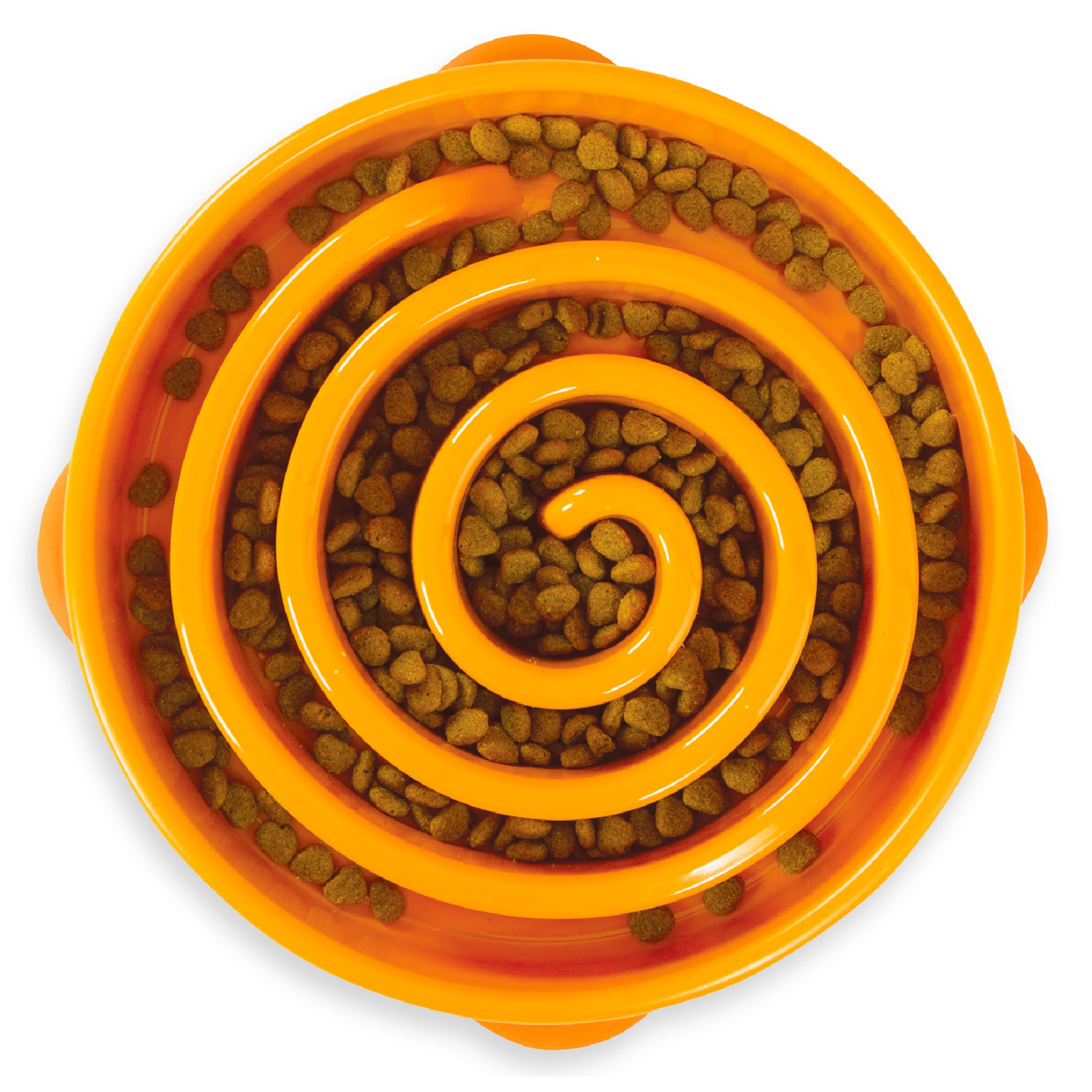Outward Hound Fun Feeder Slo Bowl - Large Slow Feeder Dog Bowl for Medium & Large Breeds (4 Cups, Orange) - Reduce Fast Eating & Bloat for Dogs - Perfect for Mealtime Enrichment & Puzzle Feeding