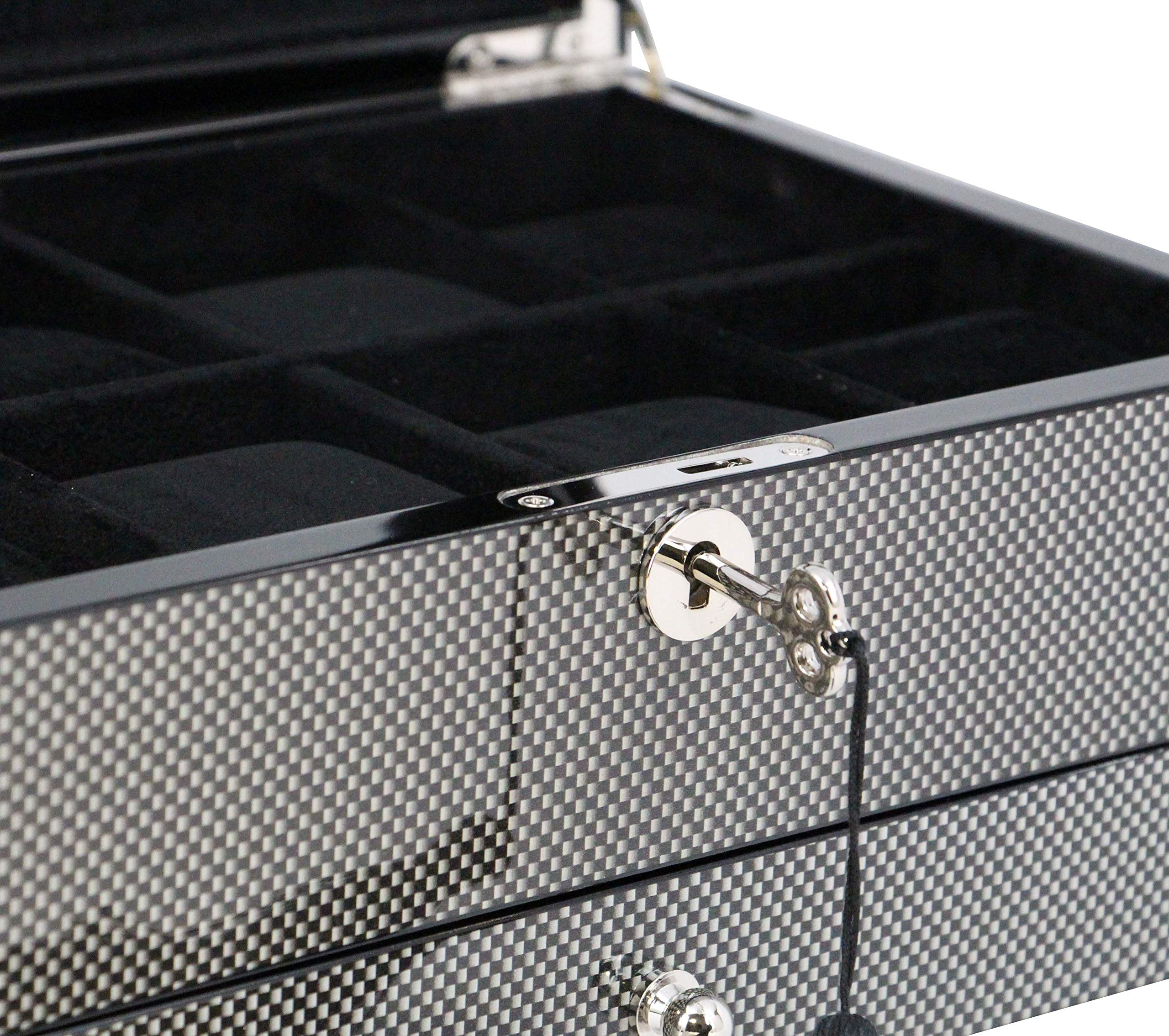 Luxury Carbon Fiber Watch & Cufflink Jewelry Box Set - Elegant Gift for Men, Wedding, Anniversary & Special Occasions - Perfect for Displaying Watches and Cufflinks in Style