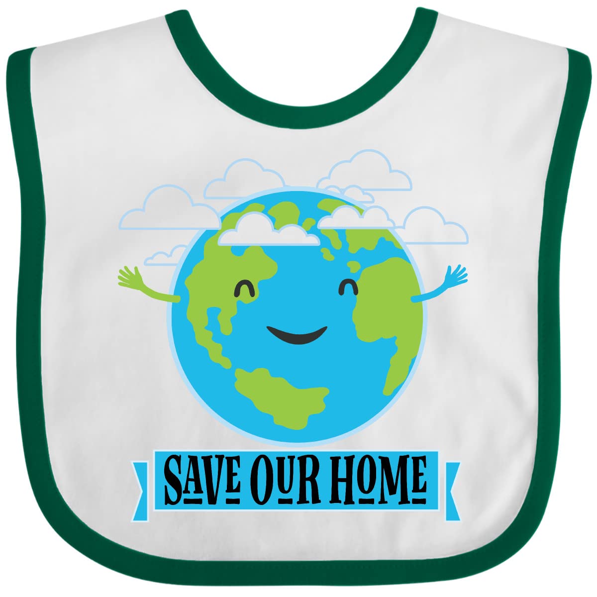 Inktastic Earth Day Save Our Home Baby Bib - Eco-Friendly Organic Cotton Drool Bib for Infants & Toddlers - Perfect for Earth Day Celebrations, Daily Use & Photo Shoots