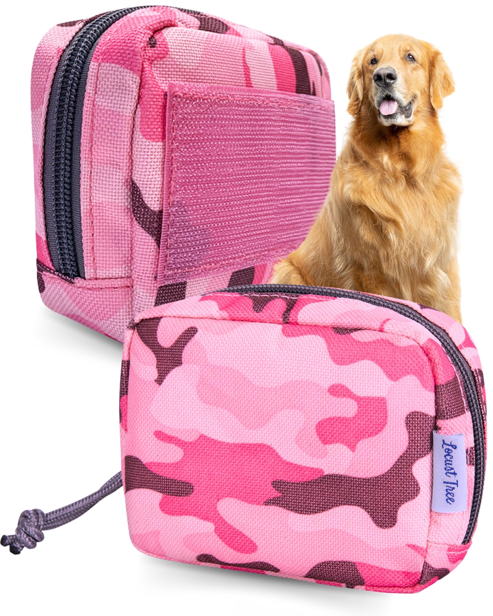 2 Pack Tactical MOLLE Dog Harness Pouches - Pink Camo Saddle Bags for Dog Backpack Harness - Waterproof Dog Gear for Treats, Poop Bags & Accessories - Perfect for Hiking, Camping & Outdoor Adventures
