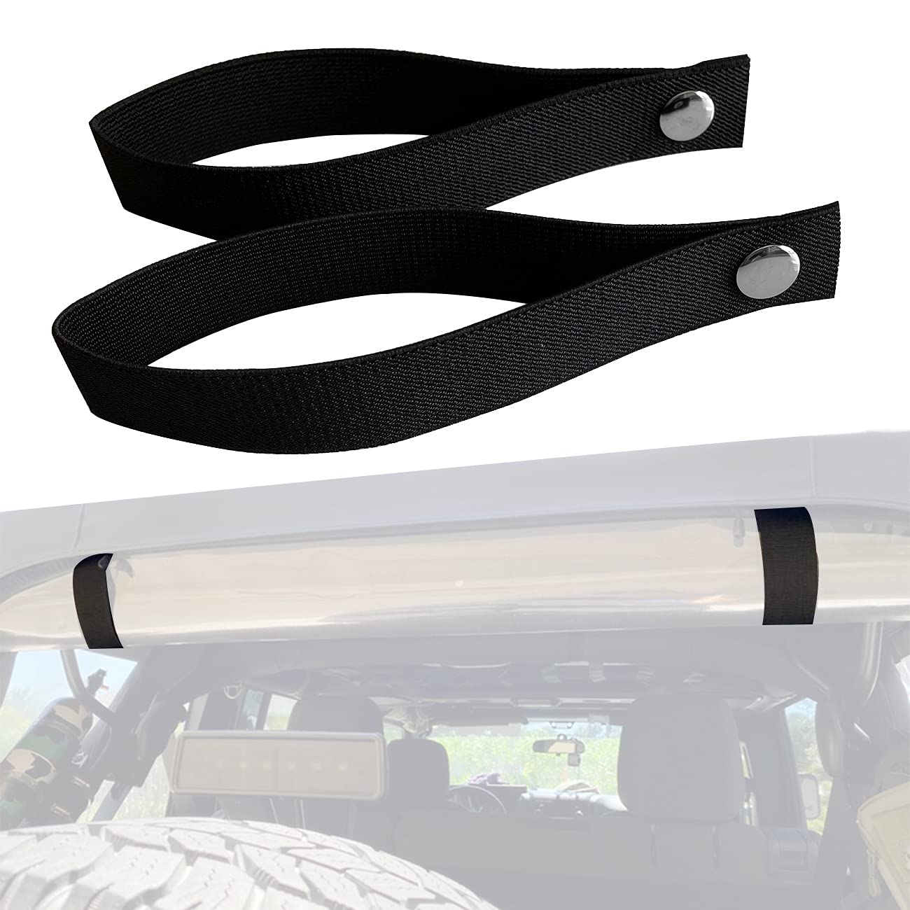 Jeep Wrangler JK JKU Rear Window Straps - Soft Top Roll Up & Tie Down Straps for Back Window | Secure Your Jeep Soft Top for Off-Roading & Outdoor Adventures