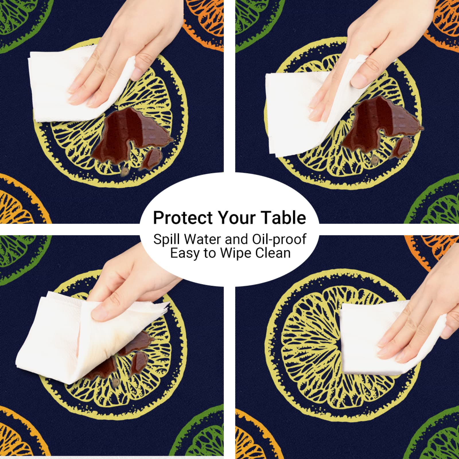 Fantasy Citrus Slices Waterproof Vinyl Tablecloth - Elastic Edged Fitted Cover for 45