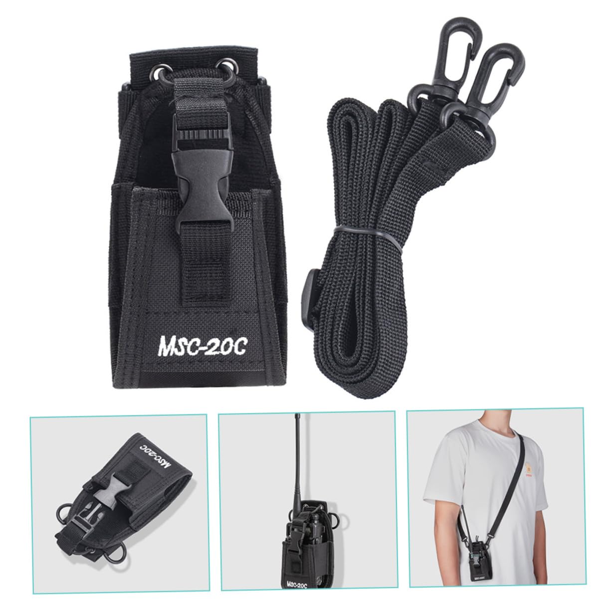 UKCOCO 2-Pack Adjustable Walkie Talkie Pouch - Durable Nylon Radio Holder for Motorola, Baofeng, Kenwood - Perfect for Hiking, Camping, Construction & Security Work