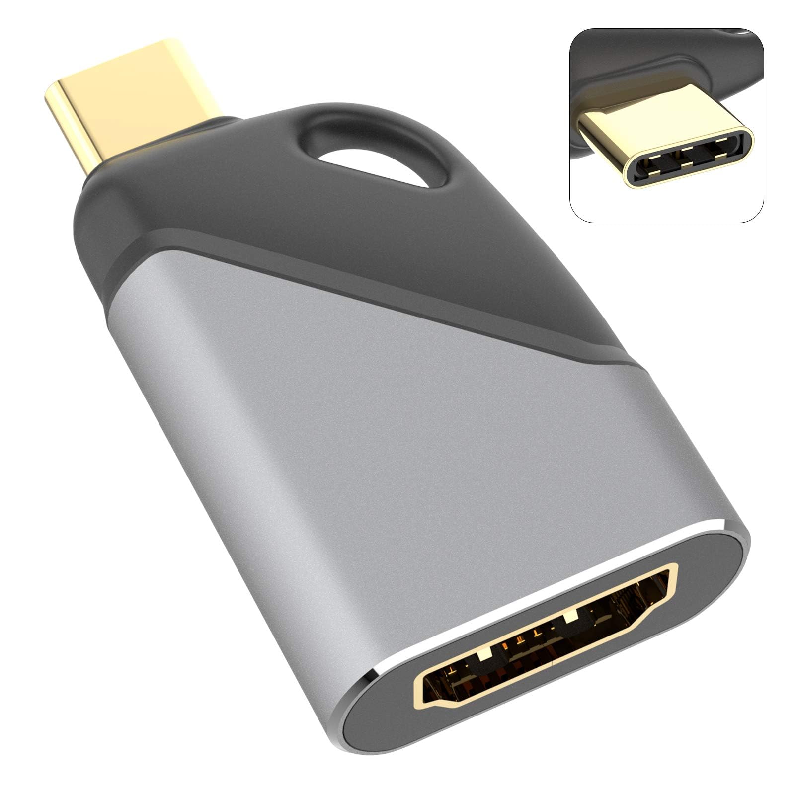 USB Type C to HDMI 4K Adapter - Aluminum Portable Converter for MacBook Pro/Air, iPad Pro, Pixelbook, XPS, Galaxy & More | Perfect for Home Office, Presentations & 4K Video Streaming