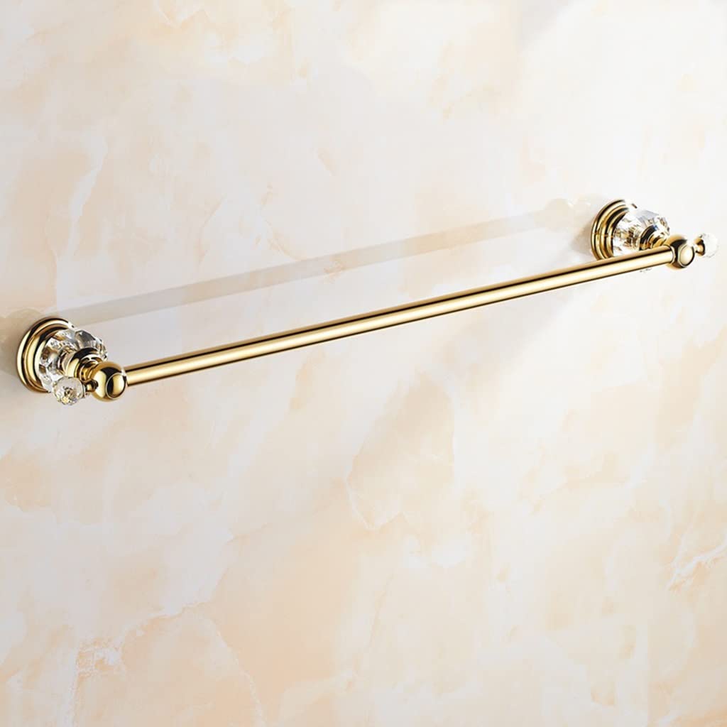 European Style Single Layer Towel Rack - Full Copper Crystal Gold Plated Bathroom Towel Rail & Hanger for Modern Bathrooms (Gold Copper Tube) - Perfect for Spa, Hotel & Luxury Home Decor