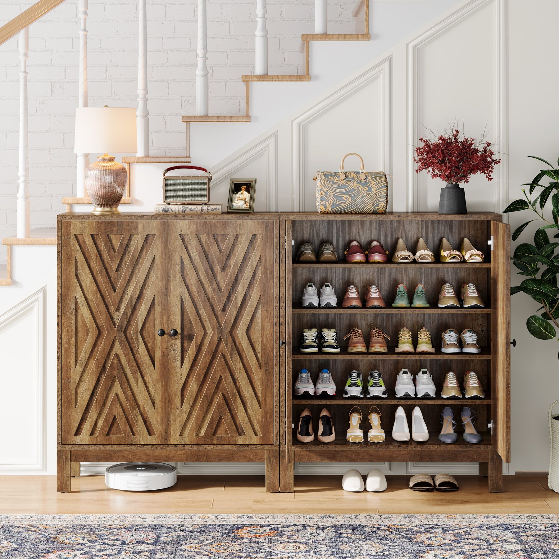 20 Pairs Shoe Cabinet Organizer - 5 Tier Adjustable Shoe Rack Storage for Entryway, Closet & Bedroom - Space Saving Shoe Shelf for Sneakers, Boots & Heels