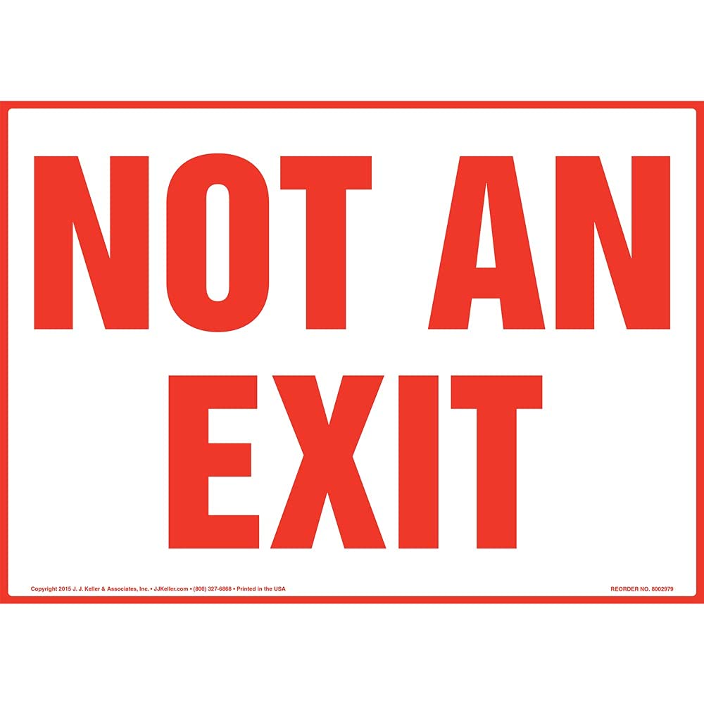 J.J. Keller 14x10 Inch Red & White Laminated Plastic Exit Sign - Durable Indoor/Outdoor Safety Sign with Rounded Corners - Perfect for Warehouses, Offices, Schools and Emergency Exits