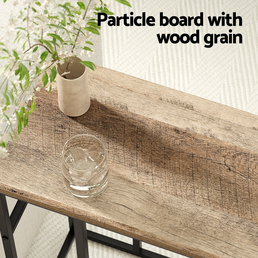 Wooden Coffee Side Table with Metal Frame - Laptop Desk, Bedside & Sofa End Table for Living Room, Bedroom & Office Use