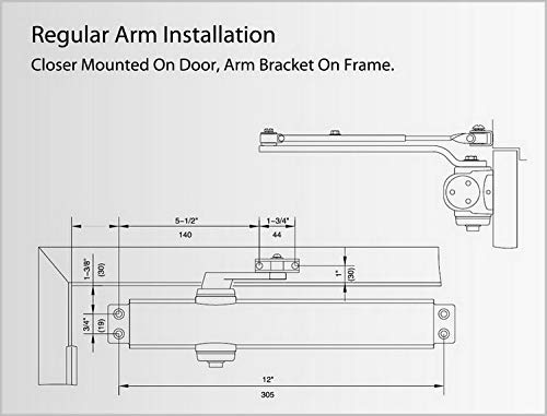 LYNN HARDWARE Heavy Duty Commercial Door Closer DC8016 - Automatic Surface Mounted Size 1-6 for High Traffic Areas - Durable Aluminum Construction - Ideal for Offices, Schools, Hospitals & Retail Stores