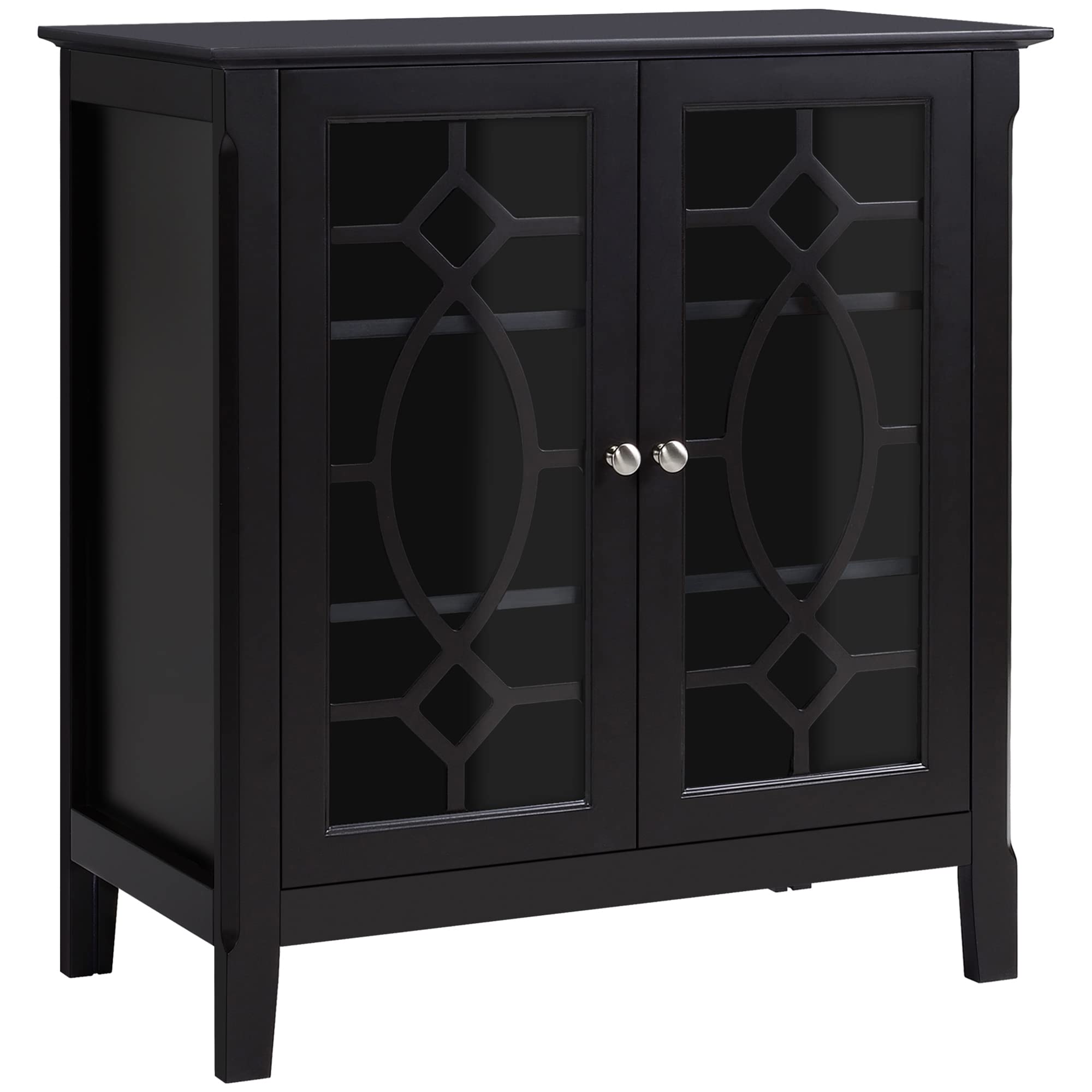 HOMCOM Sideboard Buffet Cabinet - Kitchen Storage Cabinet with Double Glass Doors & Adjustable Shelves, Espresso Finish - Perfect for Dining Room, Living Room, and Kitchen Organization