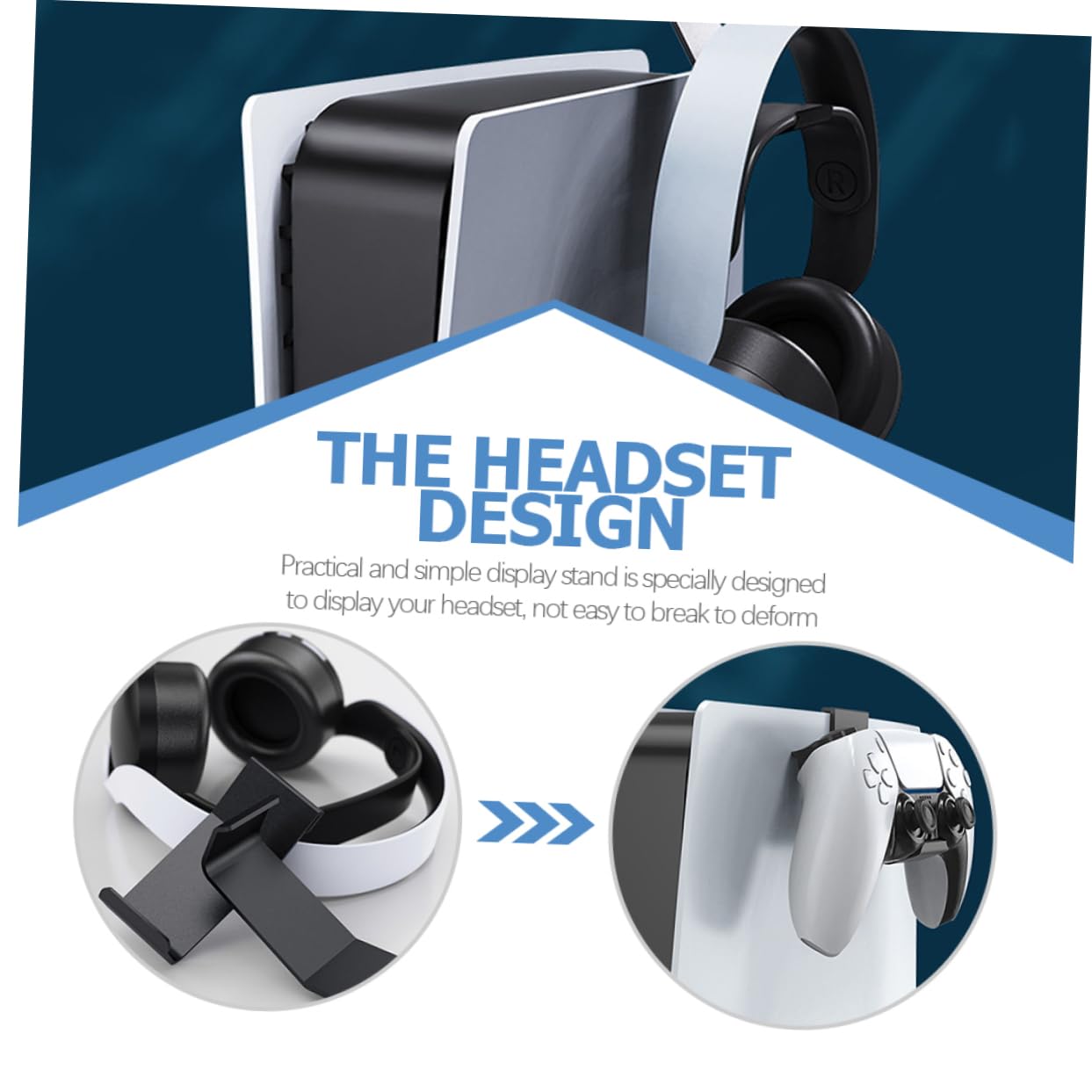 3-Pack White Headphone Stand Holder with Side Rack - Organize Your Headset, Earphones & Accessories - Perfect for Home, Office, Gaming Setup & Desk Organization
