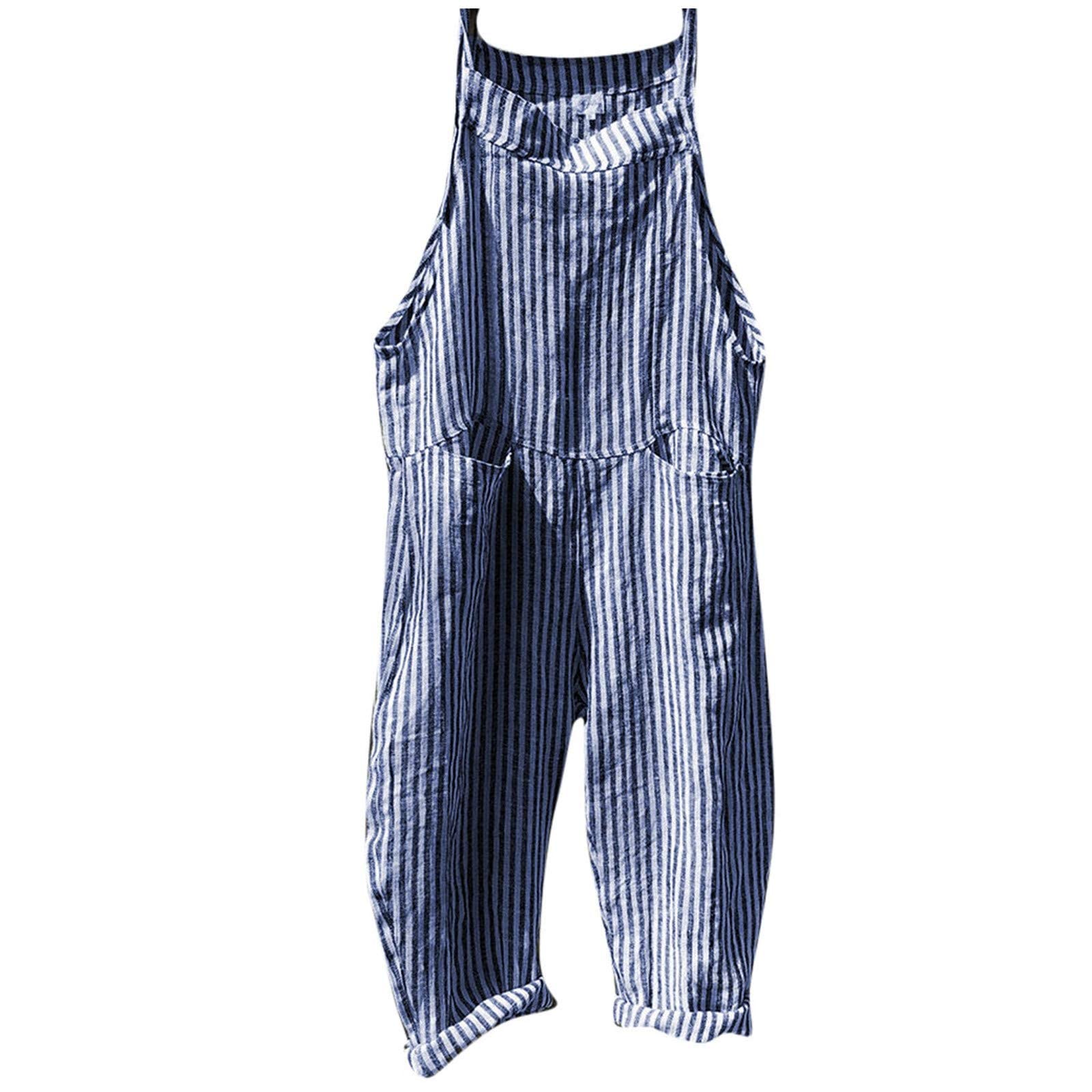 WSKMHK Women's Plus Size Linen Overalls - Straight Leg Jumpsuit Romper Casual Playsuit for Everyday Wear | Perfect for Summer, Beach, and Casual Outings