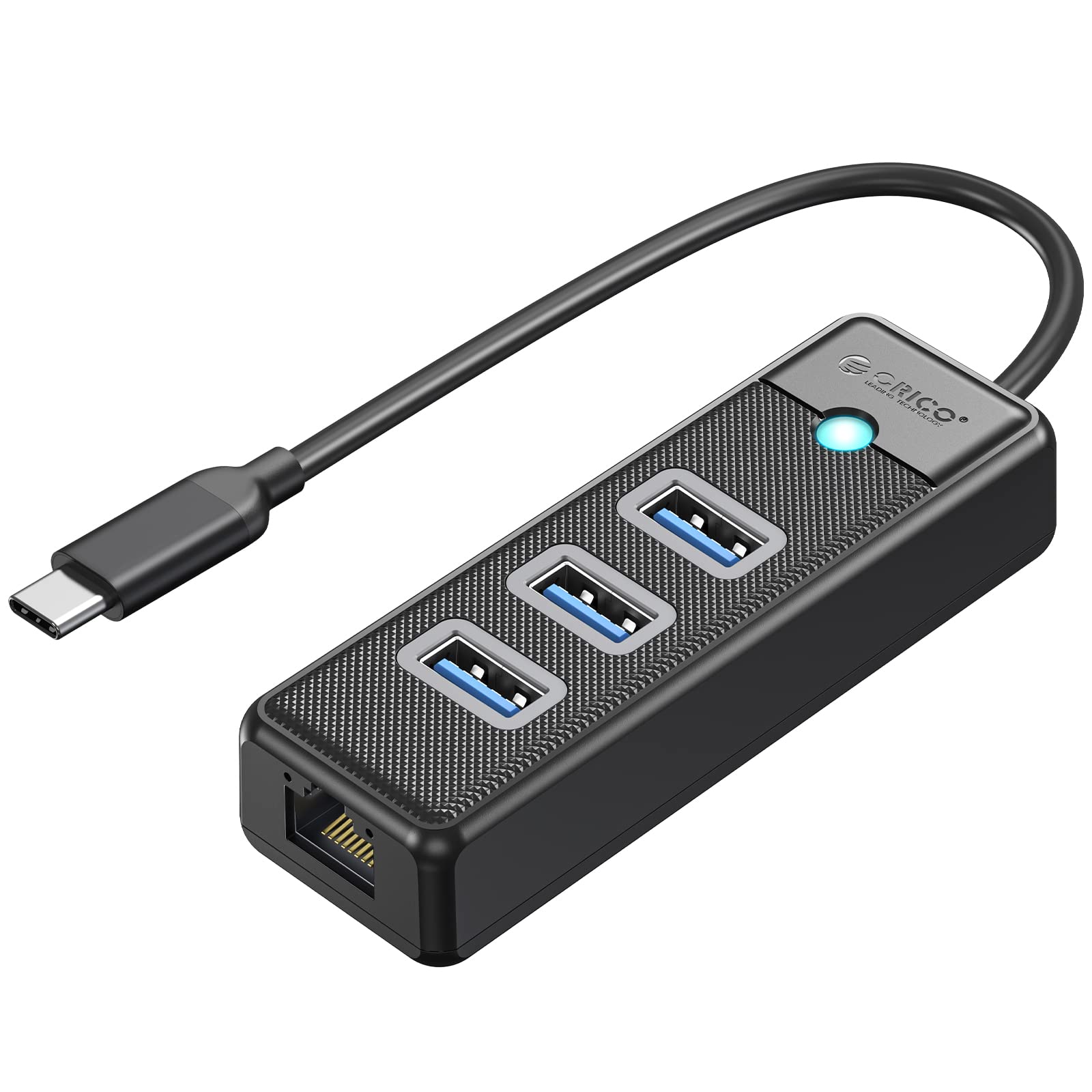 ORICO USB C to Ethernet Adapter - 4-in-1 USB C Hub with Gigabit RJ45 Port, 0.5ft Cable | Compatible with MacBook Pro/Air, iPad Pro, Chromebook, Windows Laptops | Fast Wired Networking for Home Office, Online Gaming & Video Conferencing