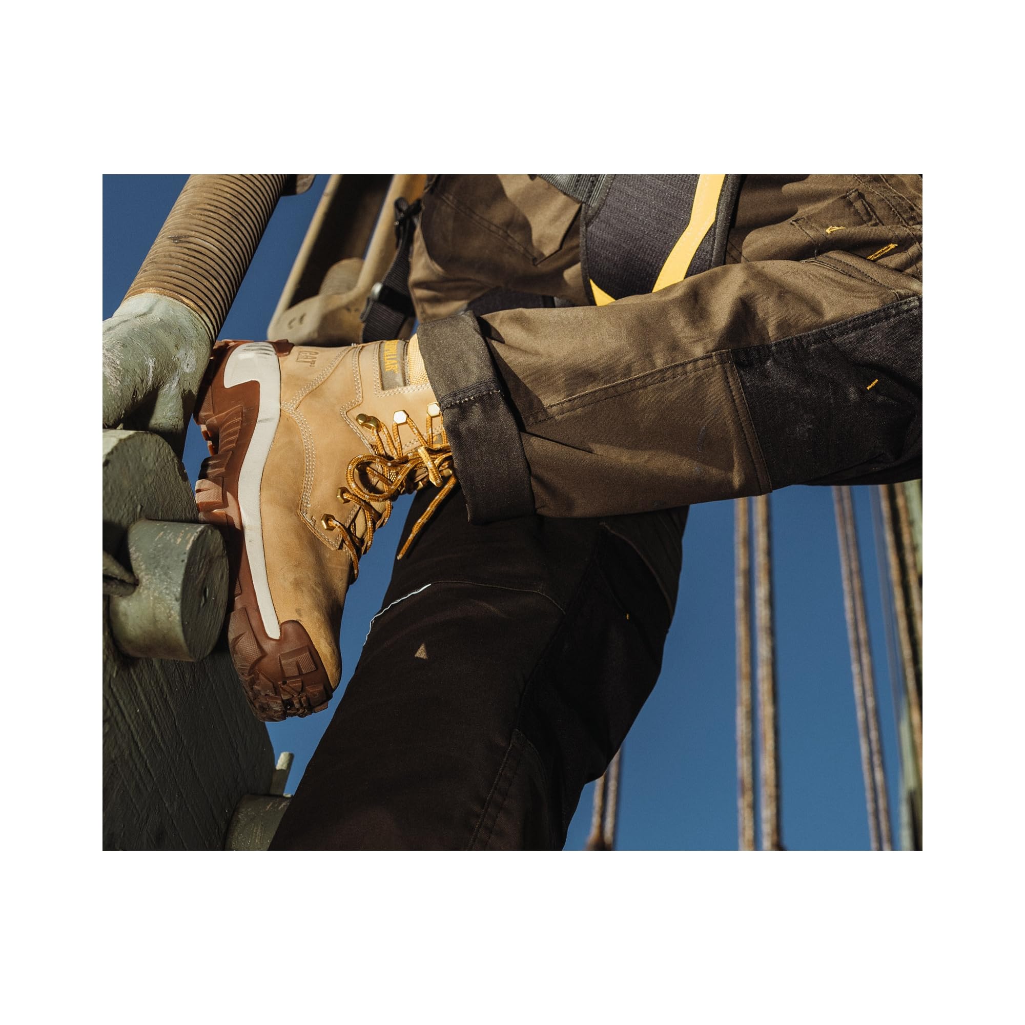 Cat Footwear Men's Invader Hi Steel Toe Work Boots - Heavy Duty Construction Shoes for Safety & Comfort - Ideal for Construction Sites, Warehouse Work and Outdoor Labor