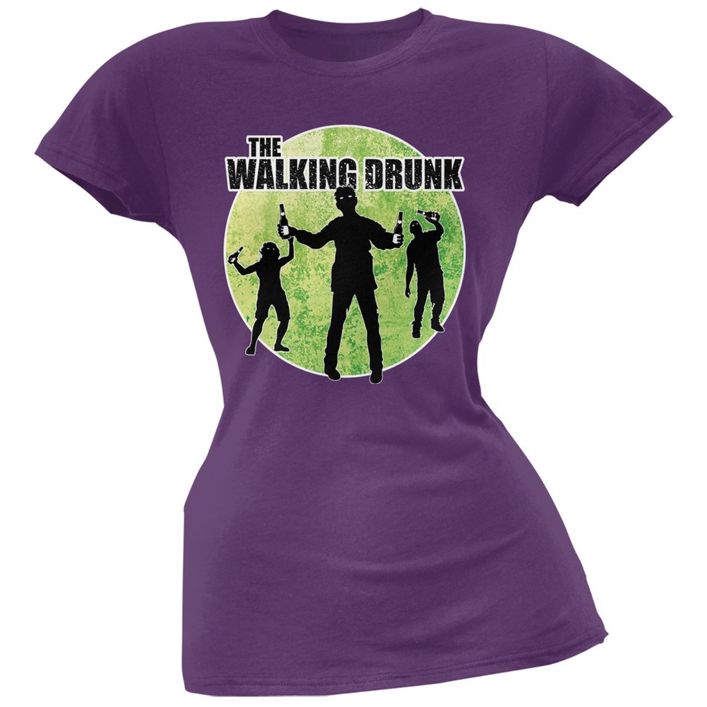 St. Patrick's Day Walking Drunk Purple Soft Junior T-Shirt - Fun Irish Pub Crawl & Festival Outfit for Women