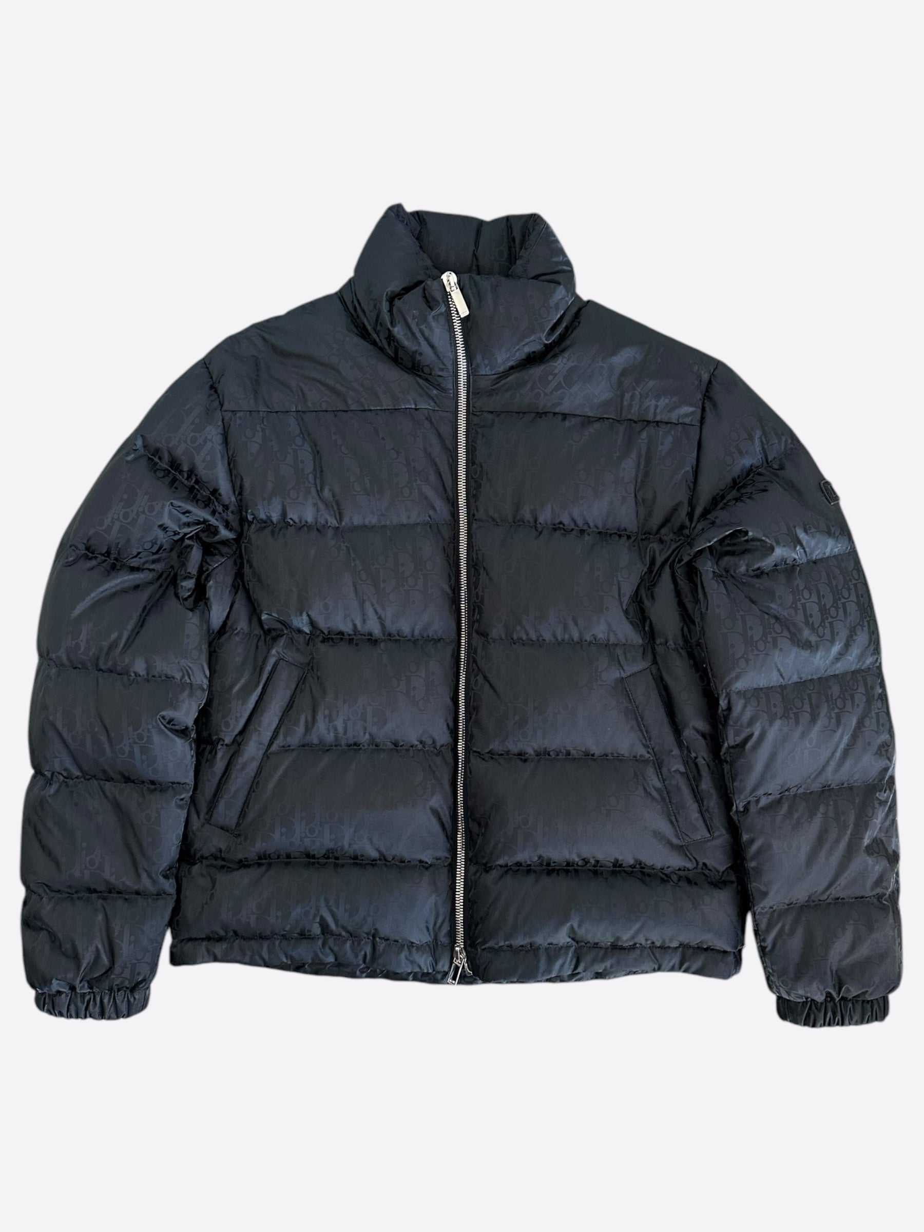 Dior Black Oblique Puffer Jacket - Women's Winter Coat, Warm Quilted Down Jacket for Fashion & Outdoor Activities | Perfect for Cold Weather, Travel & Streetwear