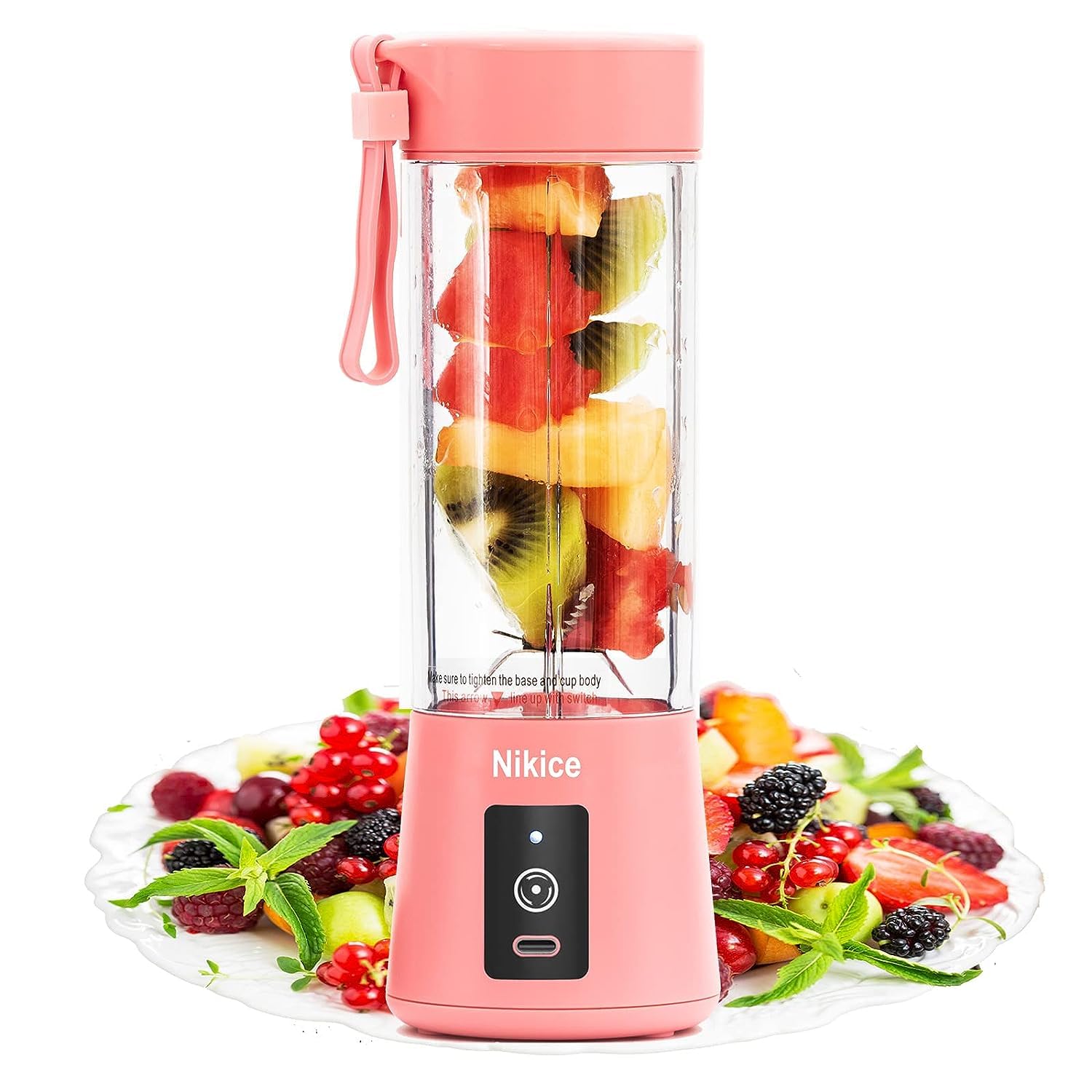 Portable Blender for Smoothies & Shakes - Personal Mini Blender Juicer Cup, Handheld Fruit Mixer for Home, Gym & Travel - Perfect for Protein Shakes, Baby Food & Healthy Drinks (Pink)