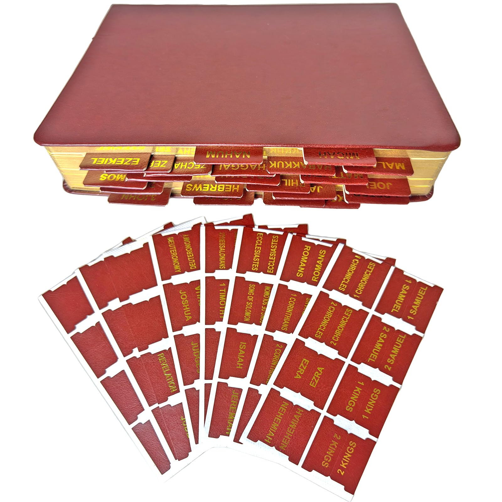 Prriudy 88 Leather Bible Tabs - 66 Old & New Testament Index Tabs + 22 Blank Tabs for Bible Study (Brown) - Perfect for Personal Devotion, Bible Journaling & Church Study Groups