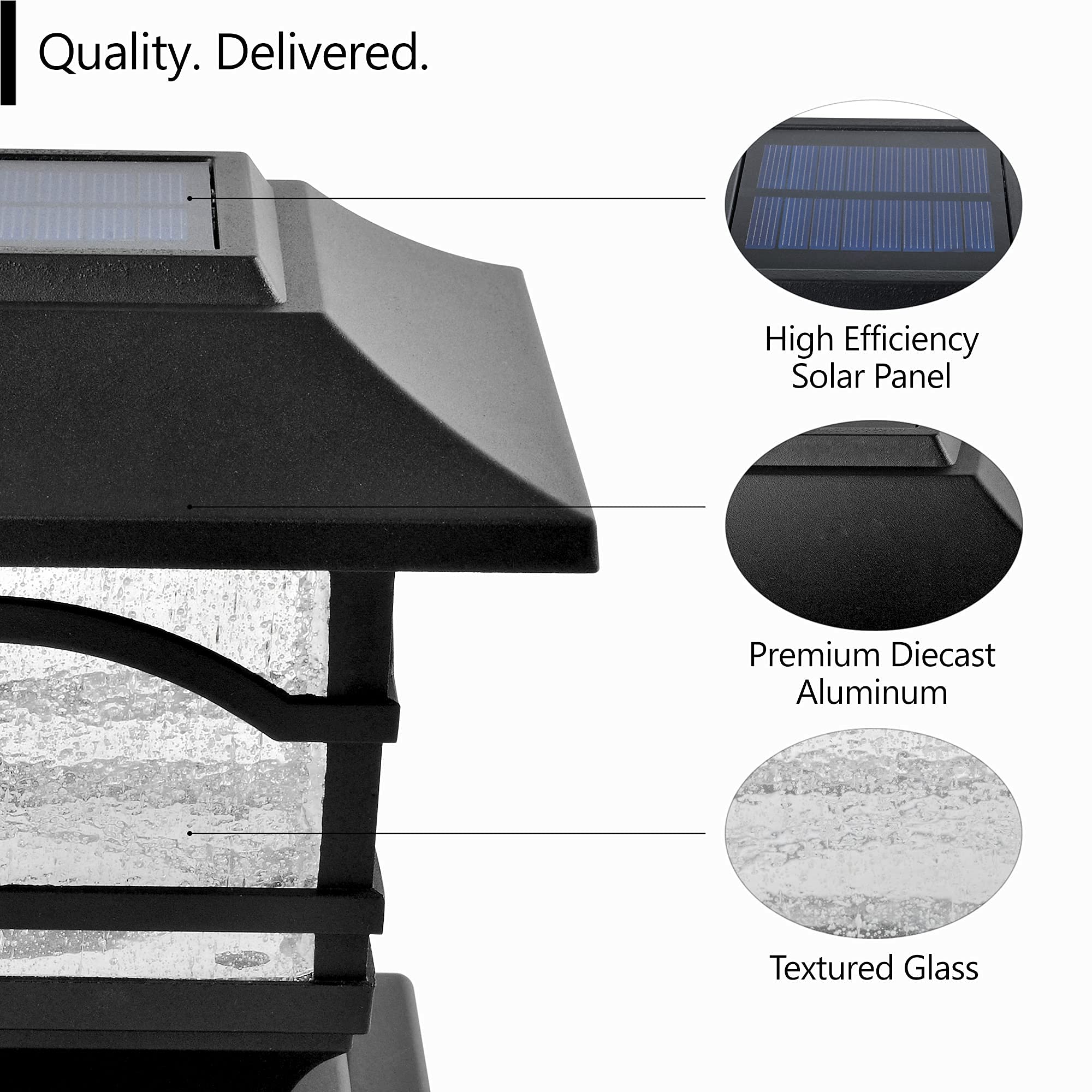 Davinci Solar Post Cap Lights - Renaissance (4 Pack) & Premium (1 Pack) - Slate Black - Outdoor Pathway Lighting for Garden, Patio, and Driveway