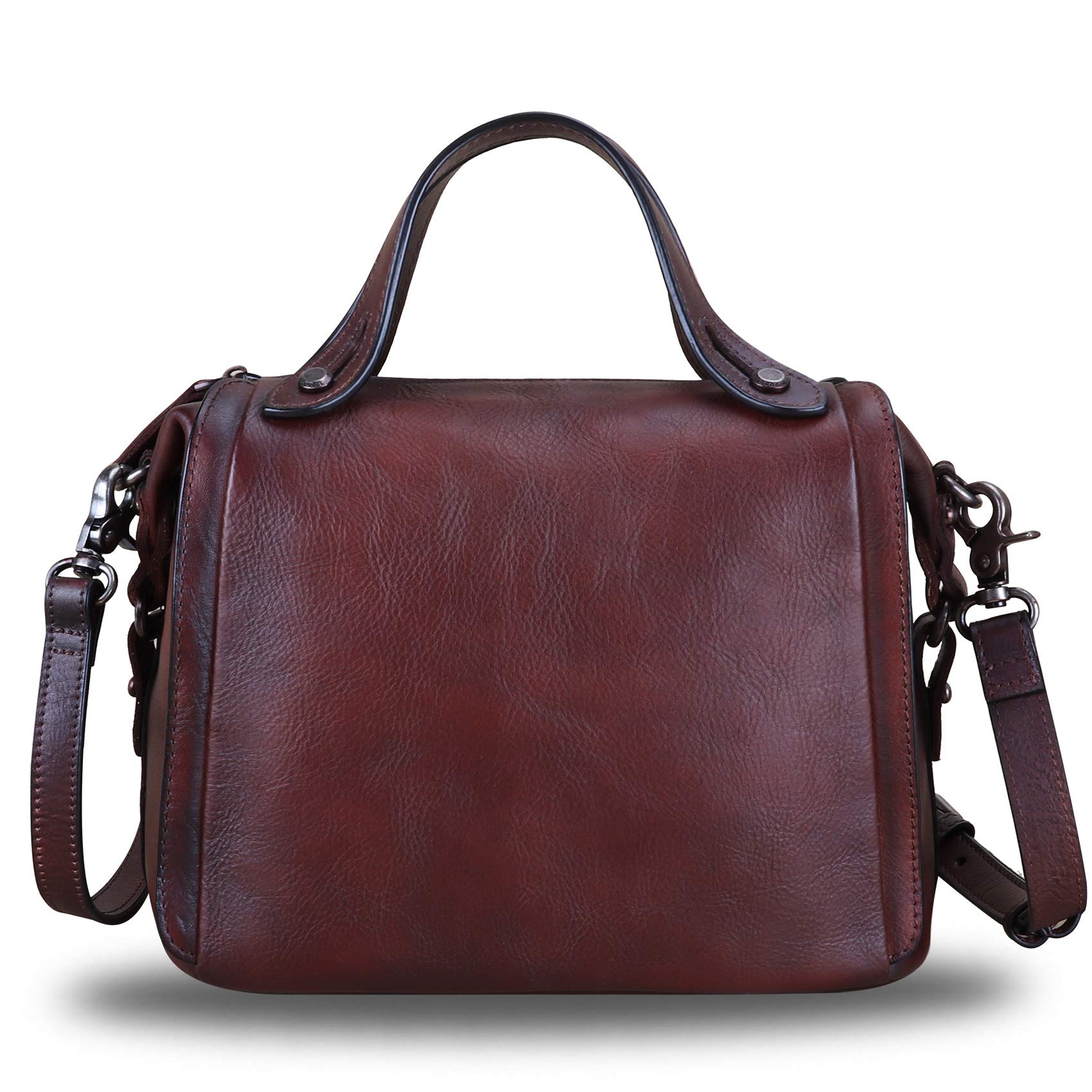 Genuine Leather Satchel Purse for Women - Retro Handmade Top Handle Handbag - Designer Crossbody Bag - Perfect for Work, Travel & Everyday Use