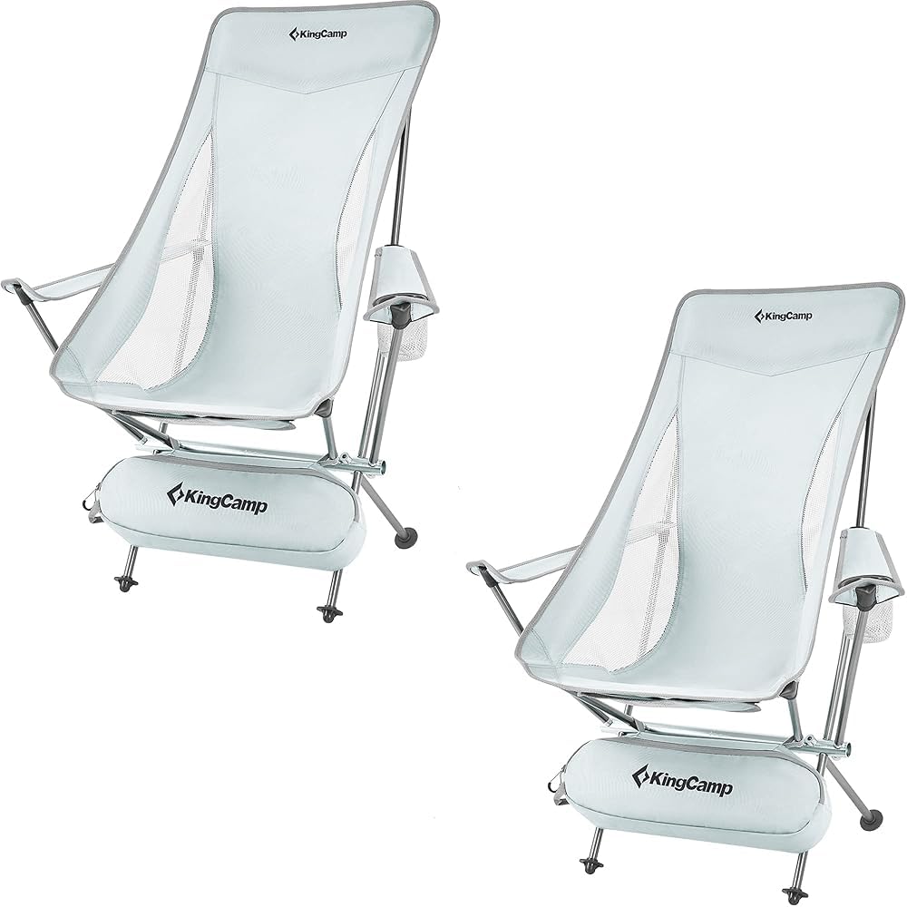KingCamp 2 Pack Lightweight High Back Camping Chairs - Compact Folding Backpacking Chairs with Headrest, Side Pocket & Carry Bag - Heavy Duty 330lbs Capacity (Only 3.2lbs Each) - Perfect for Outdoor Travel, Picnic, Fishing, Beach, Hiking & Backyard Relaxation