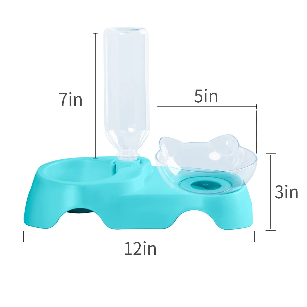 MILIFUN Double Pet Bowls - 15° Tilted Dog and Cat Food & Water Bowl Set with Automatic Waterer Bottle for Small to Medium Pets | Perfect for Home, Travel, and Outdoor Use