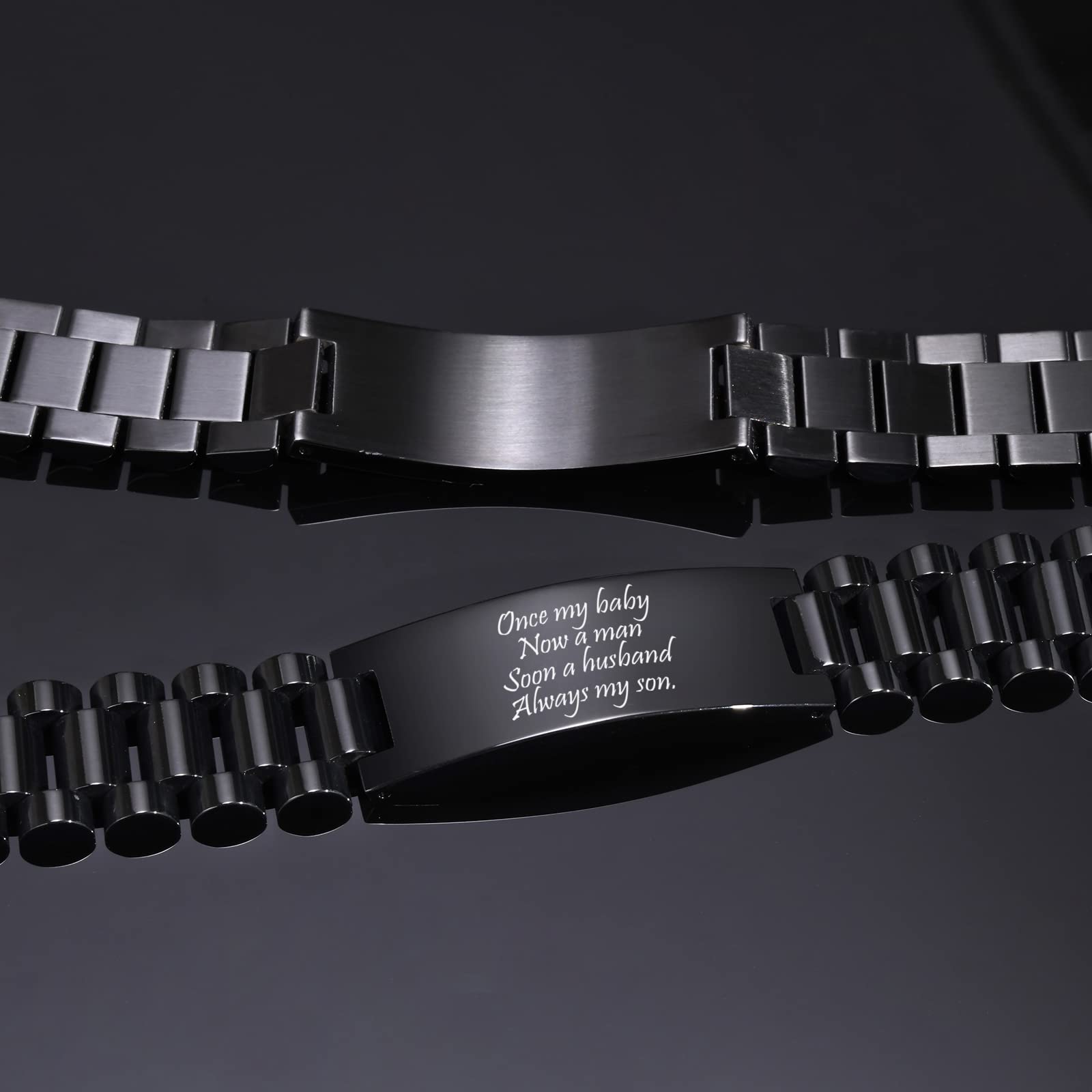 MEALGUET Inspirational Stainless Steel Bracelet for Son - Customizable Courage Link Wristband, Perfect Birthday & Graduation Gift from Mom & Dad, Ideal for Daily Wear & Special Occasions