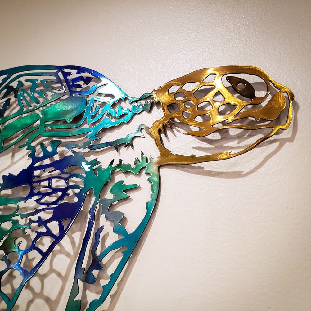 Personalized Metal Sea Turtle Wall Art - Handcrafted Home Decor for Bedroom & Living Room - Unique Wall Sculpture Gift for Beach House & Coastal Theme Decor