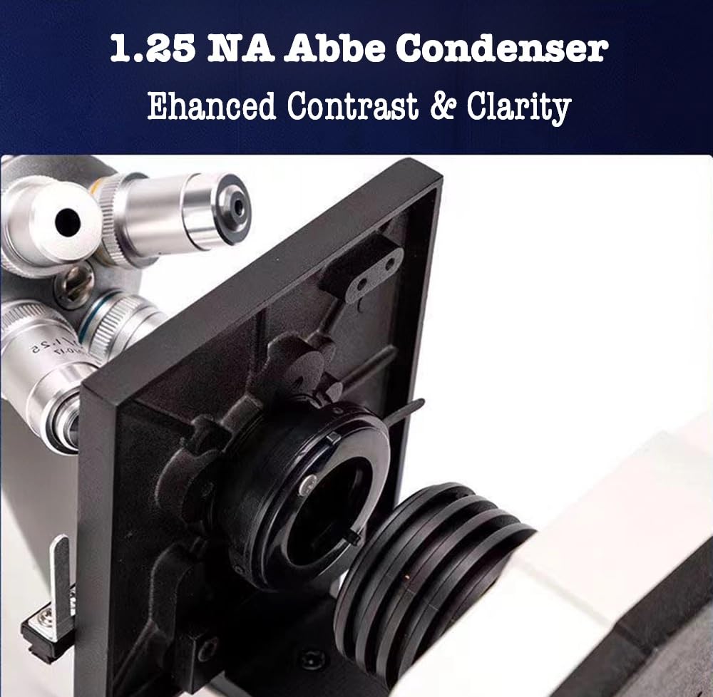 40X-5000X Professional Trinocular Compound Microscope for Adults & Lab Use - with WF10X & WF25X Eyepieces, Abbe Condenser, Microscope Slides - PC/Phone Screen Link Compatible - Perfect for Biological Research, Classroom Education & Scientific Exploration