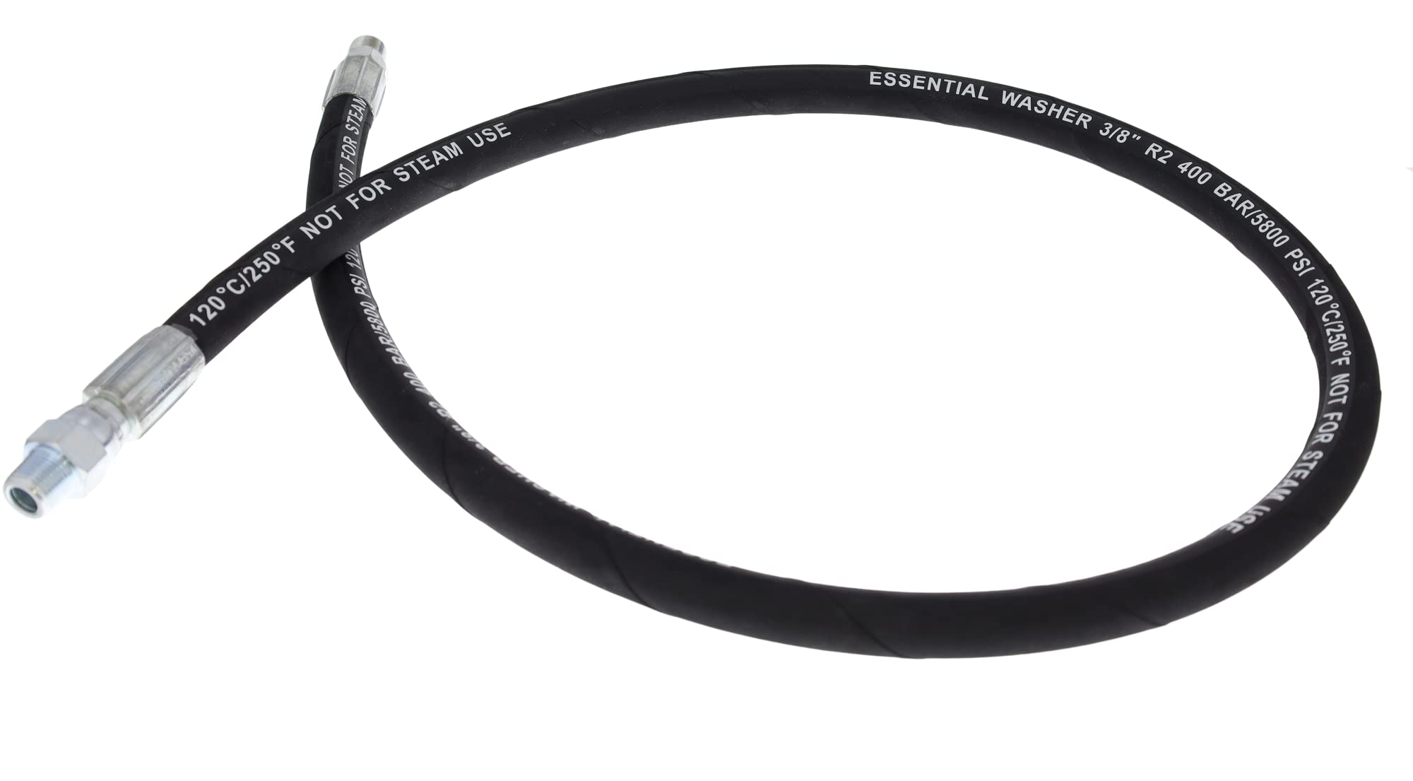ESSENTIAL WASHER Heavy Duty 3/8 Pressure Washer Whip Line Hose Connector for Hose Reel - 5800 PSI, 4 Feet (Also Available in Various Lengths) - Perfect for Car Washing, Deck Cleaning & Driveway Pressure Washing