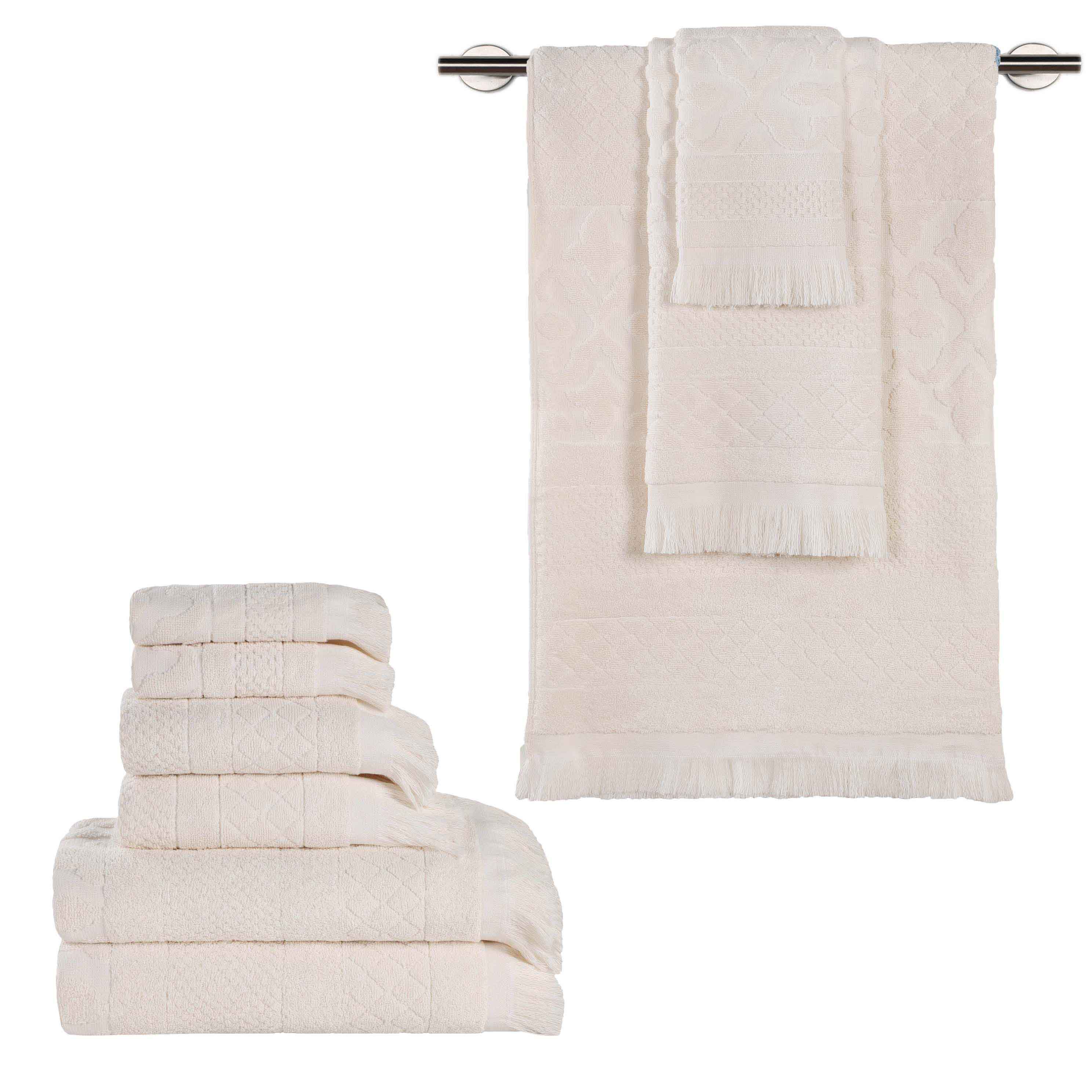 Premium 9-Piece Cotton Geometric Jacquard Towel Set - Ultra Soft, Absorbent & Plush - Perfect for Bathroom, Spa & Luxury Home Decor